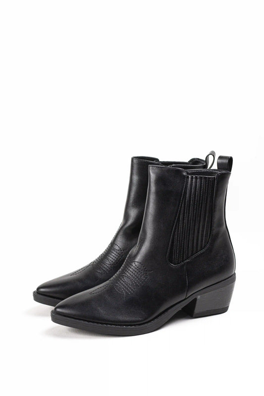 Botines camperos mujer estilo cowboy con tacón bajo y cremallera