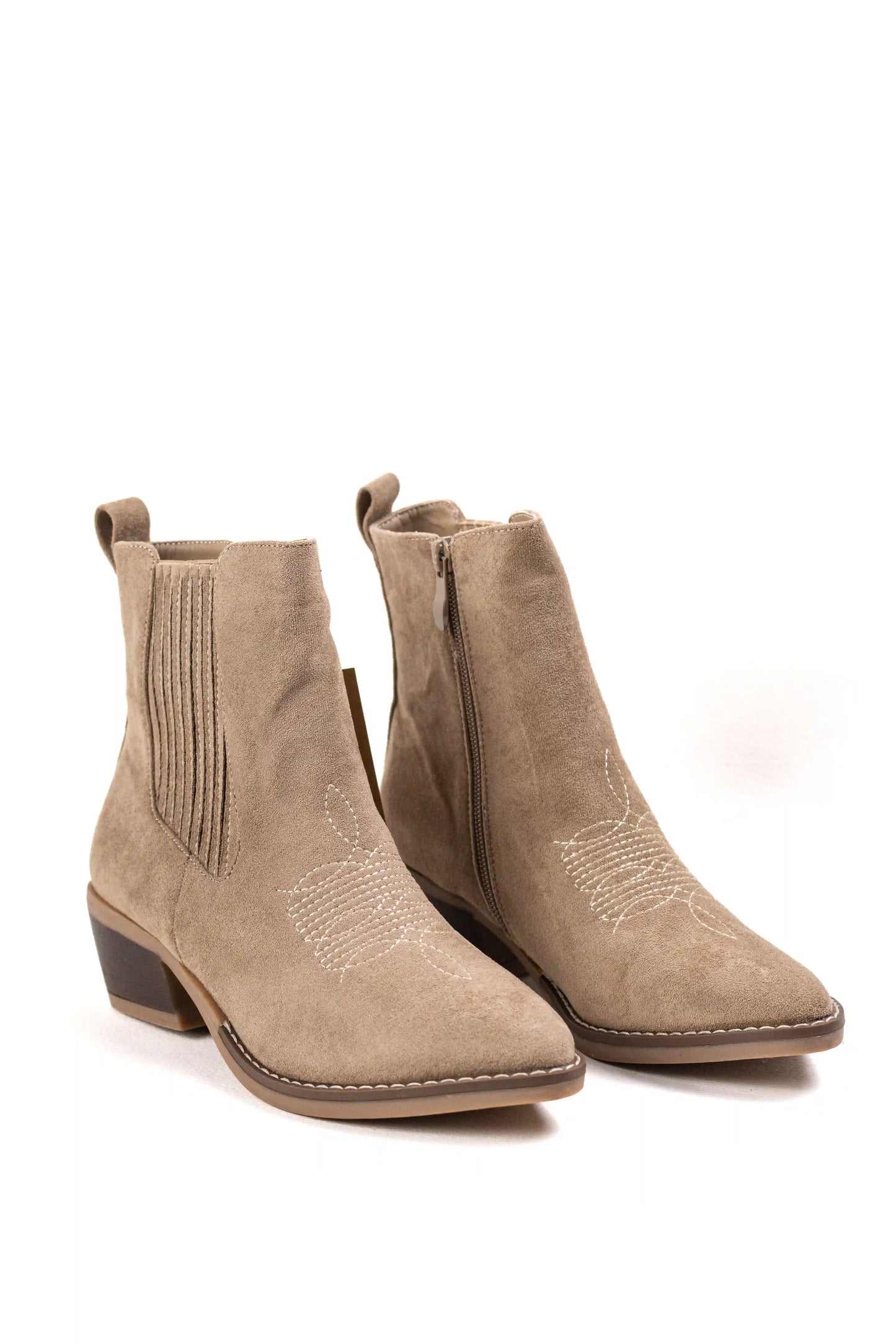 Botines camperos mujer estilo cowboy con tacón bajo y cremallera