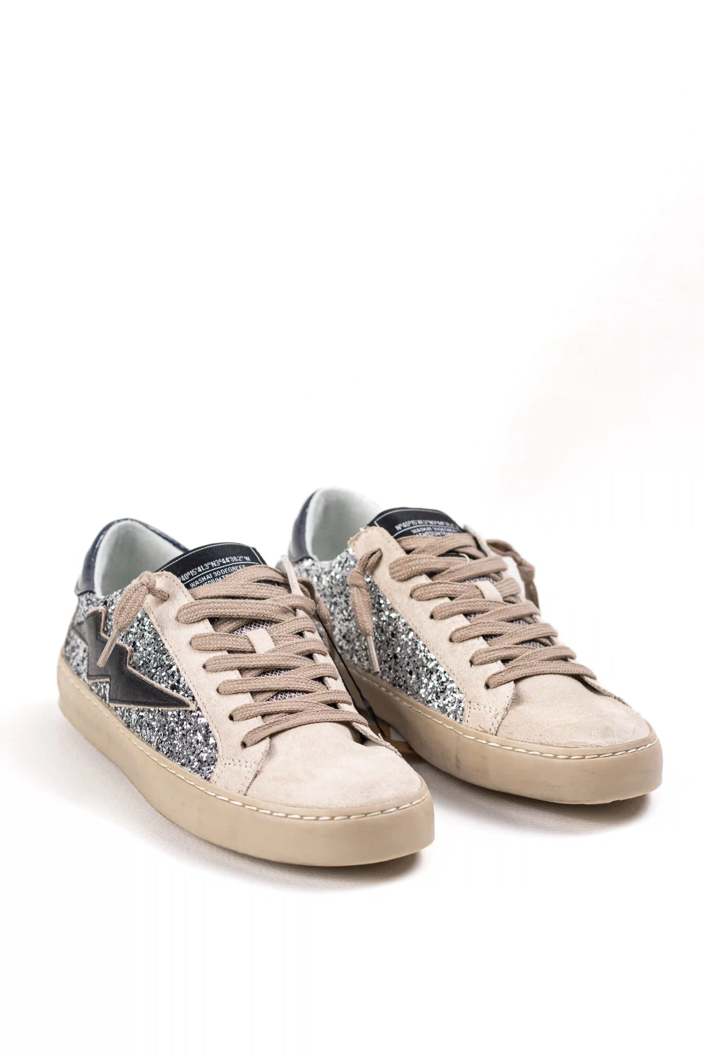 zapatillas mujer casual urbanas con glitter detalle rayo lateral y suela de goma comoda para looks modernos Plomo 41