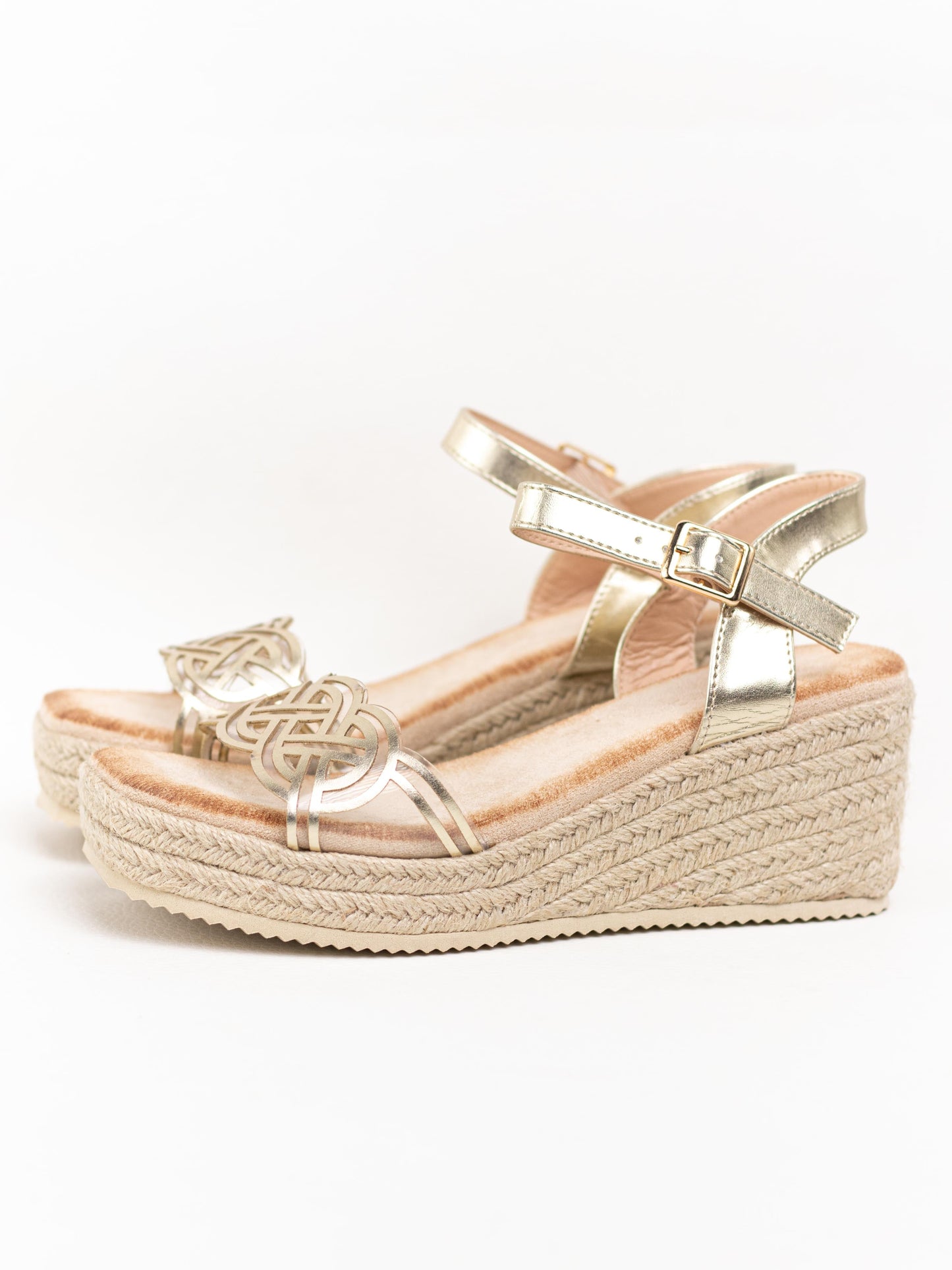 sandalias cunas pvc con hebilla Dorado 37