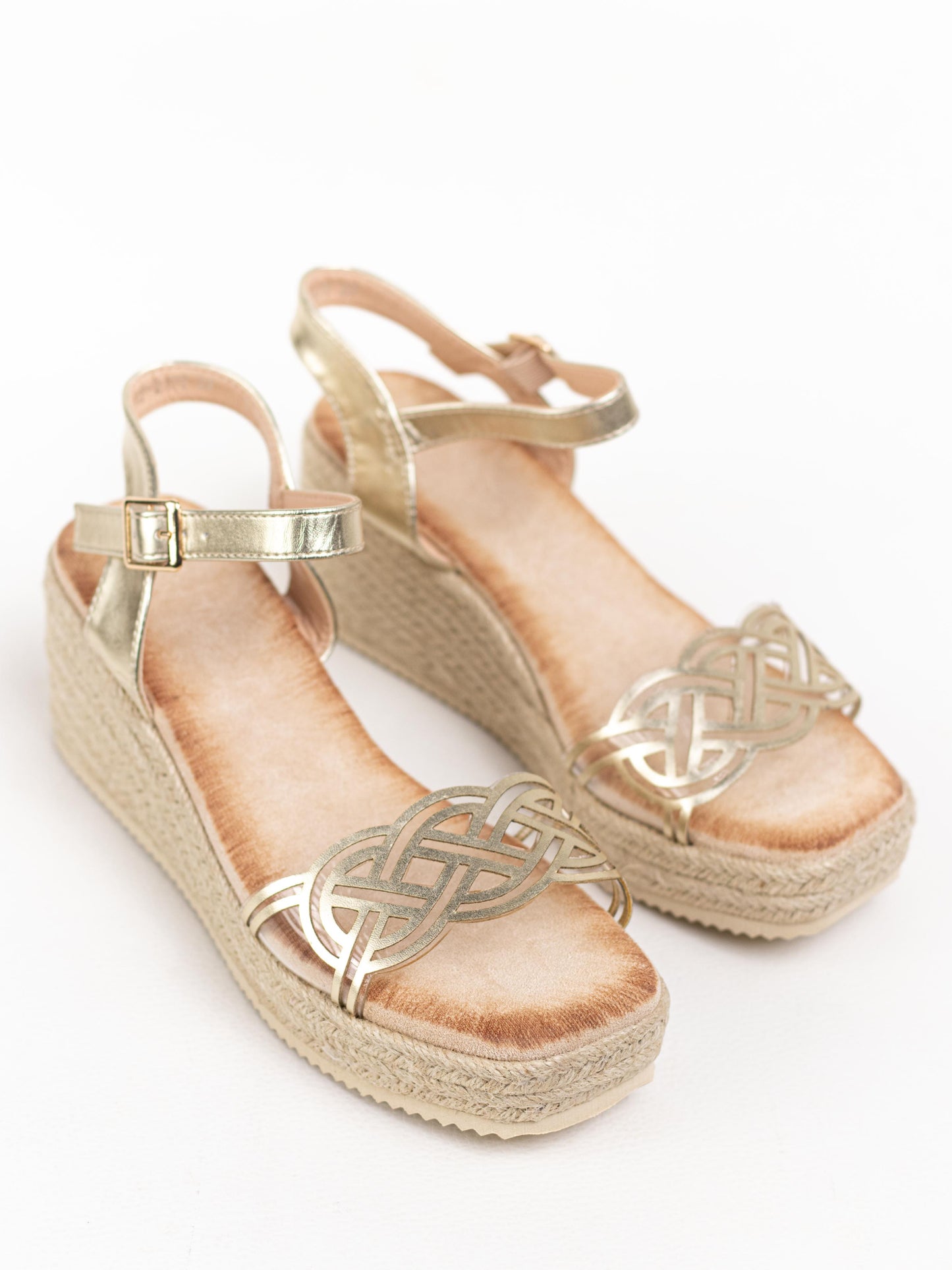 sandalias cunas pvc con hebilla Dorado 38