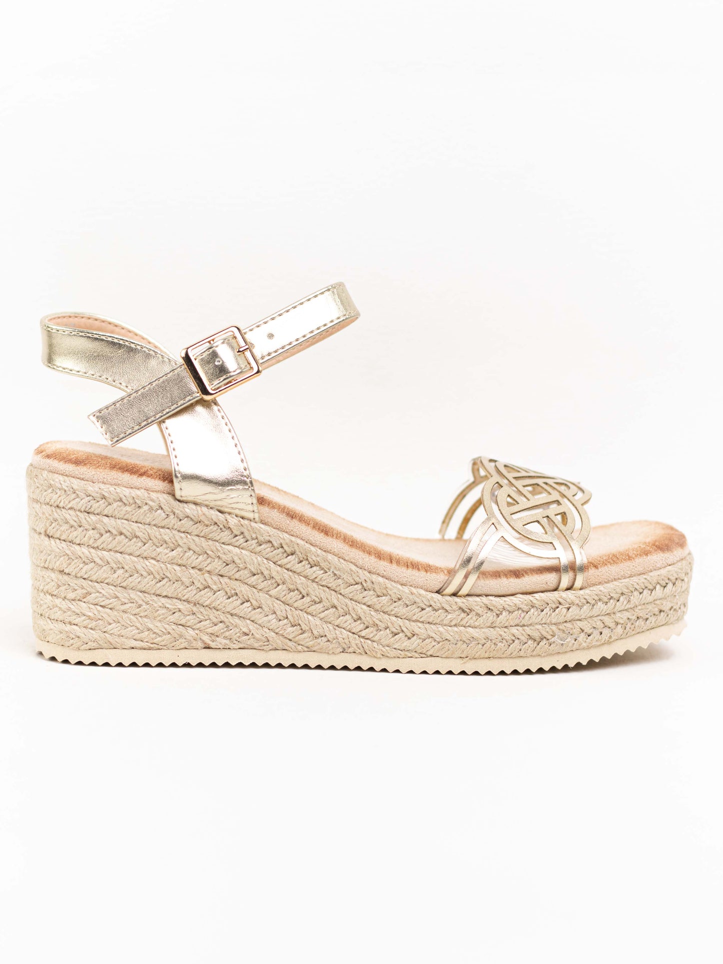 sandalias cunas pvc con hebilla Dorado 41