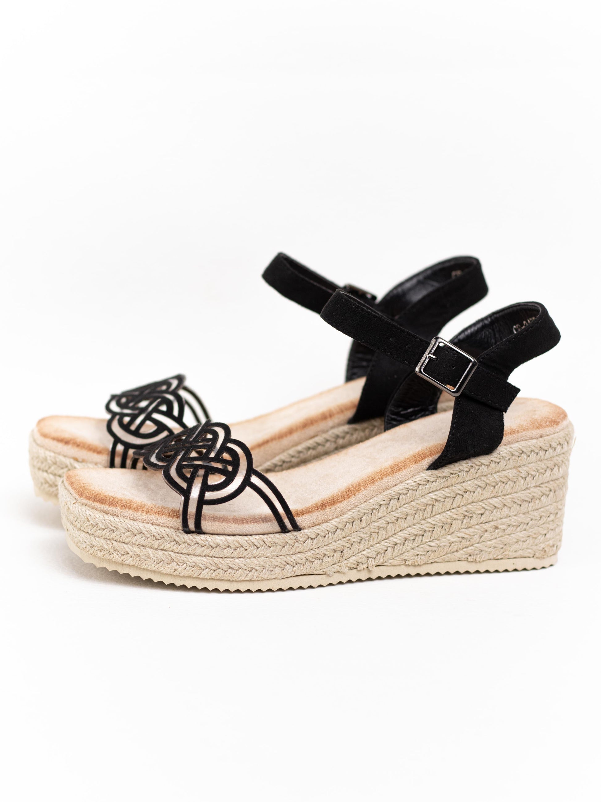 sandalias cunas pvc con hebilla Negro 38