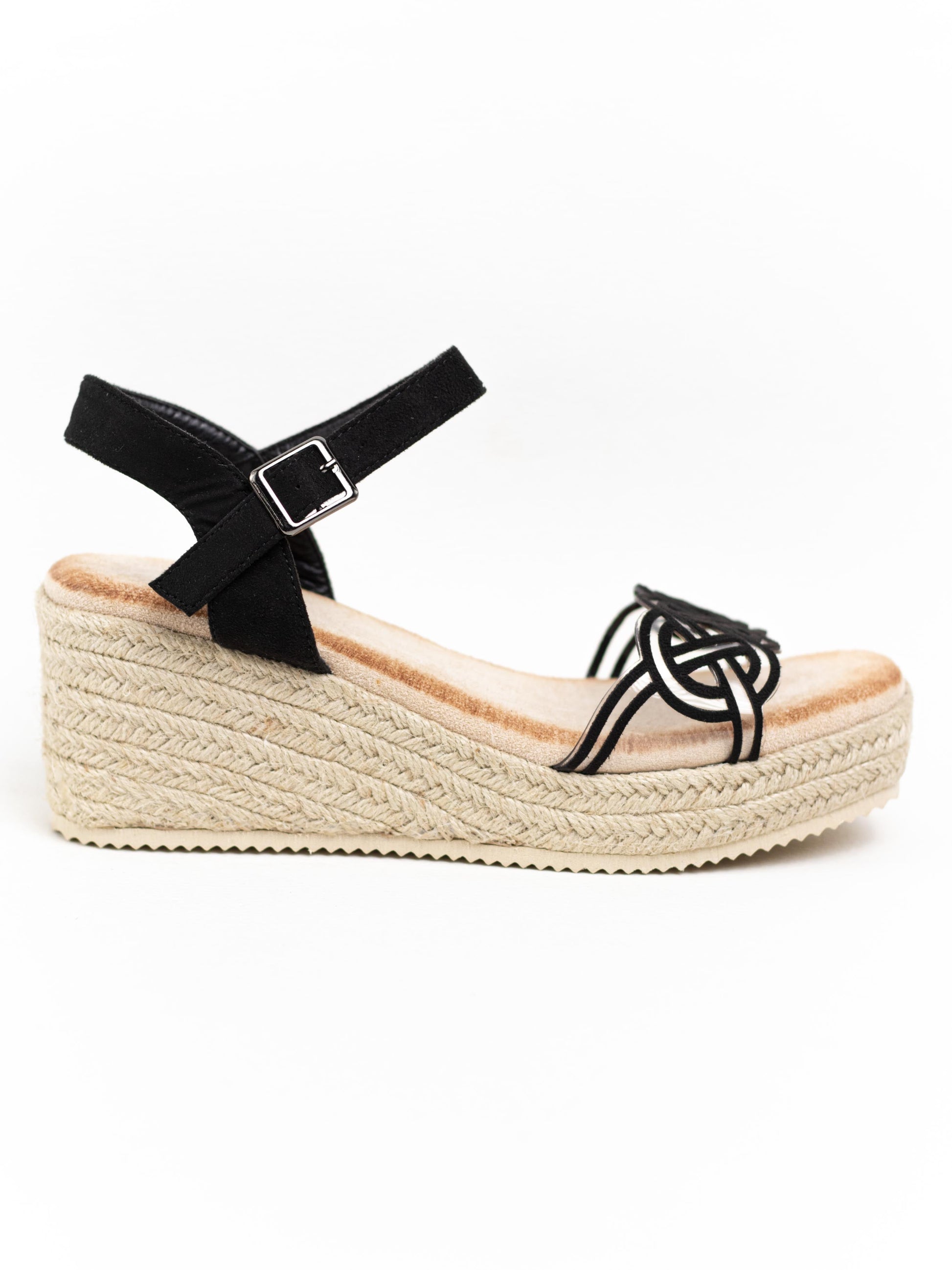 sandalias cunas pvc con hebilla Negro 41