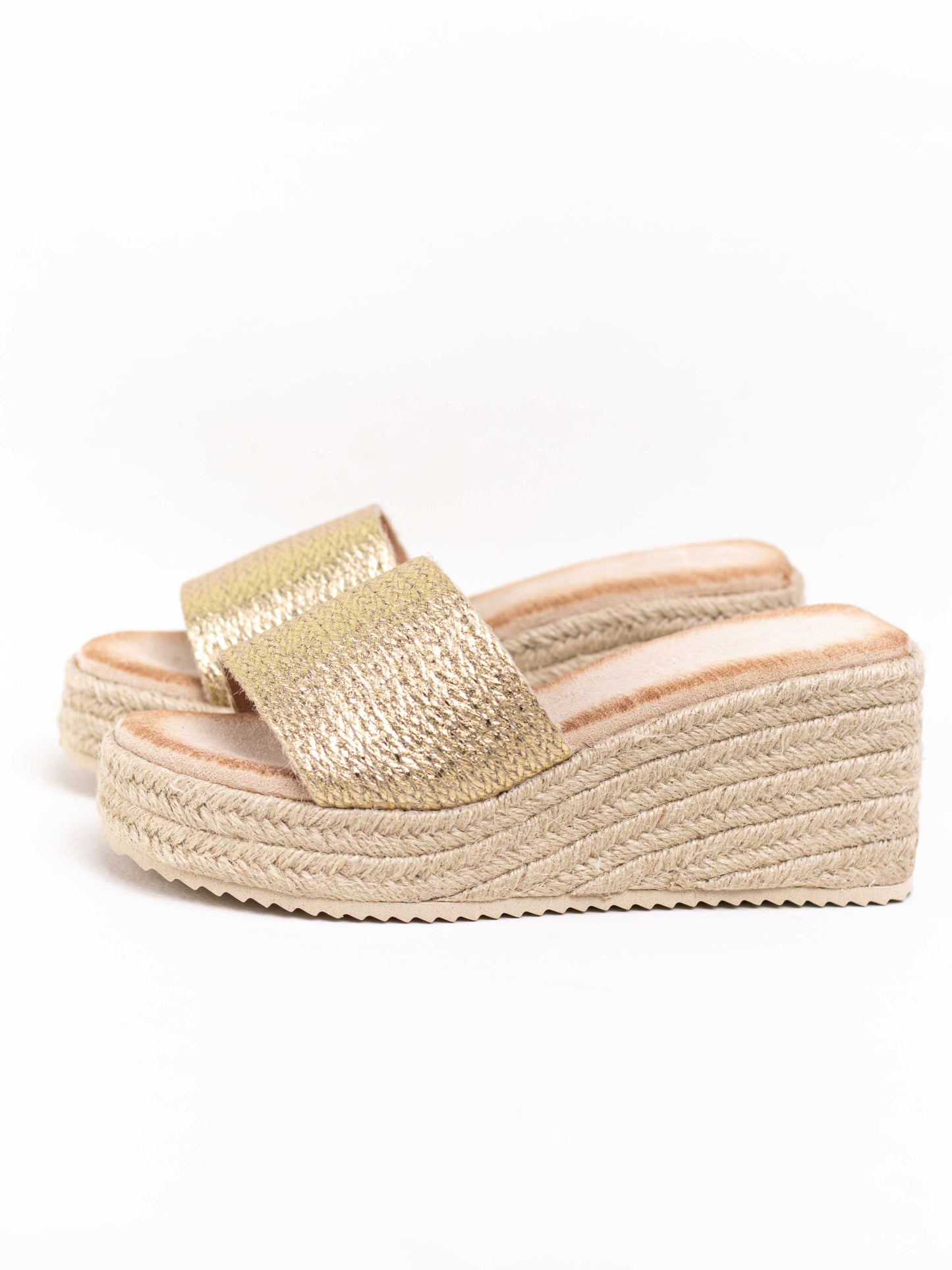 sandalias cunas plataforma yute Dorado 38