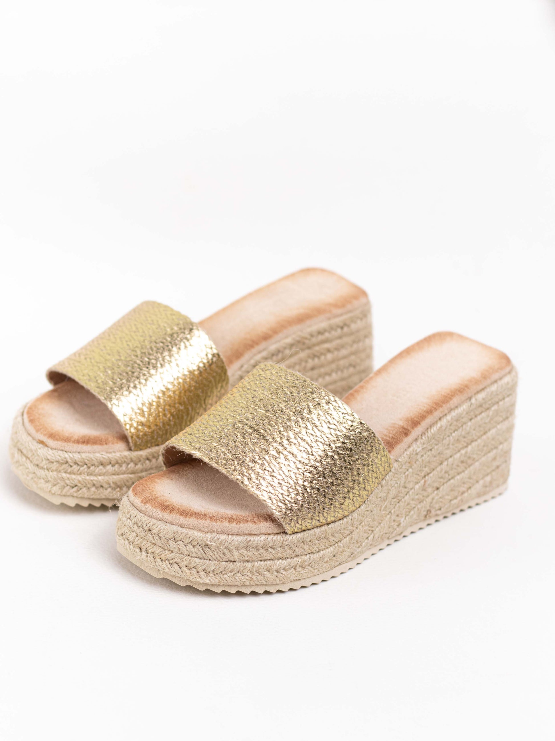 sandalias cunas plataforma yute Dorado 41