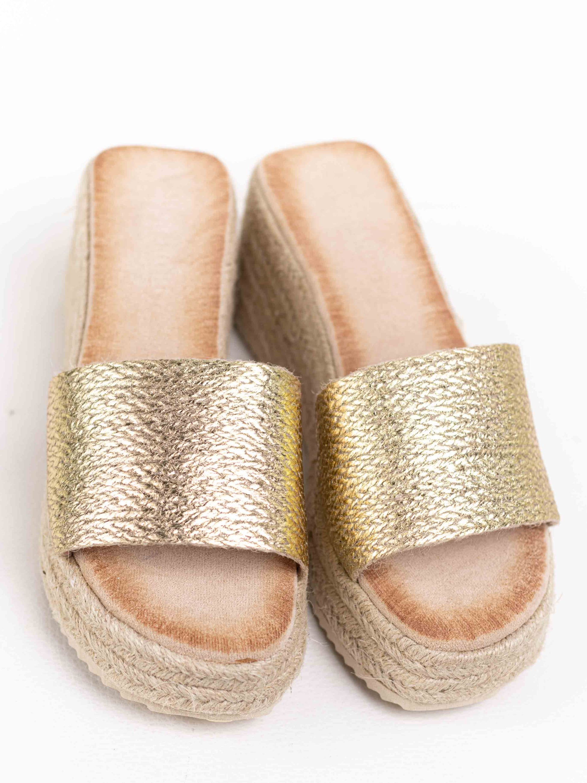 sandalias cunas plataforma yute Dorado 40