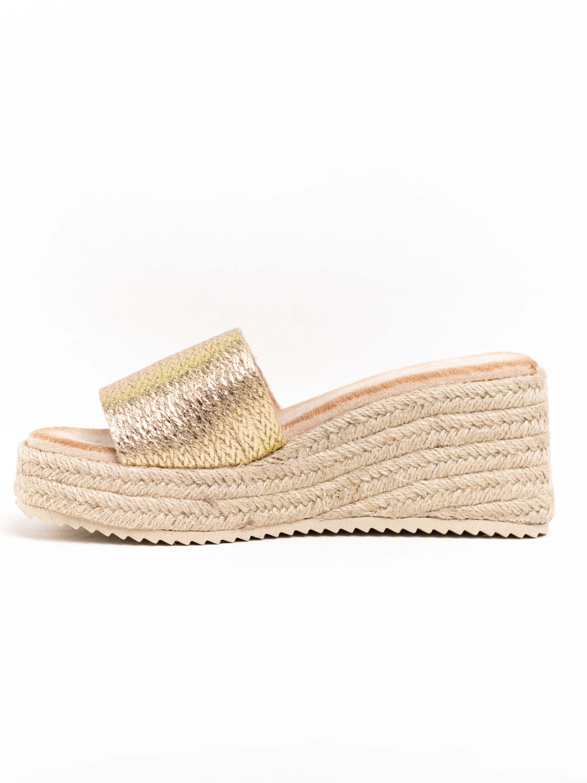 sandalias cunas plataforma yute Plateado 38