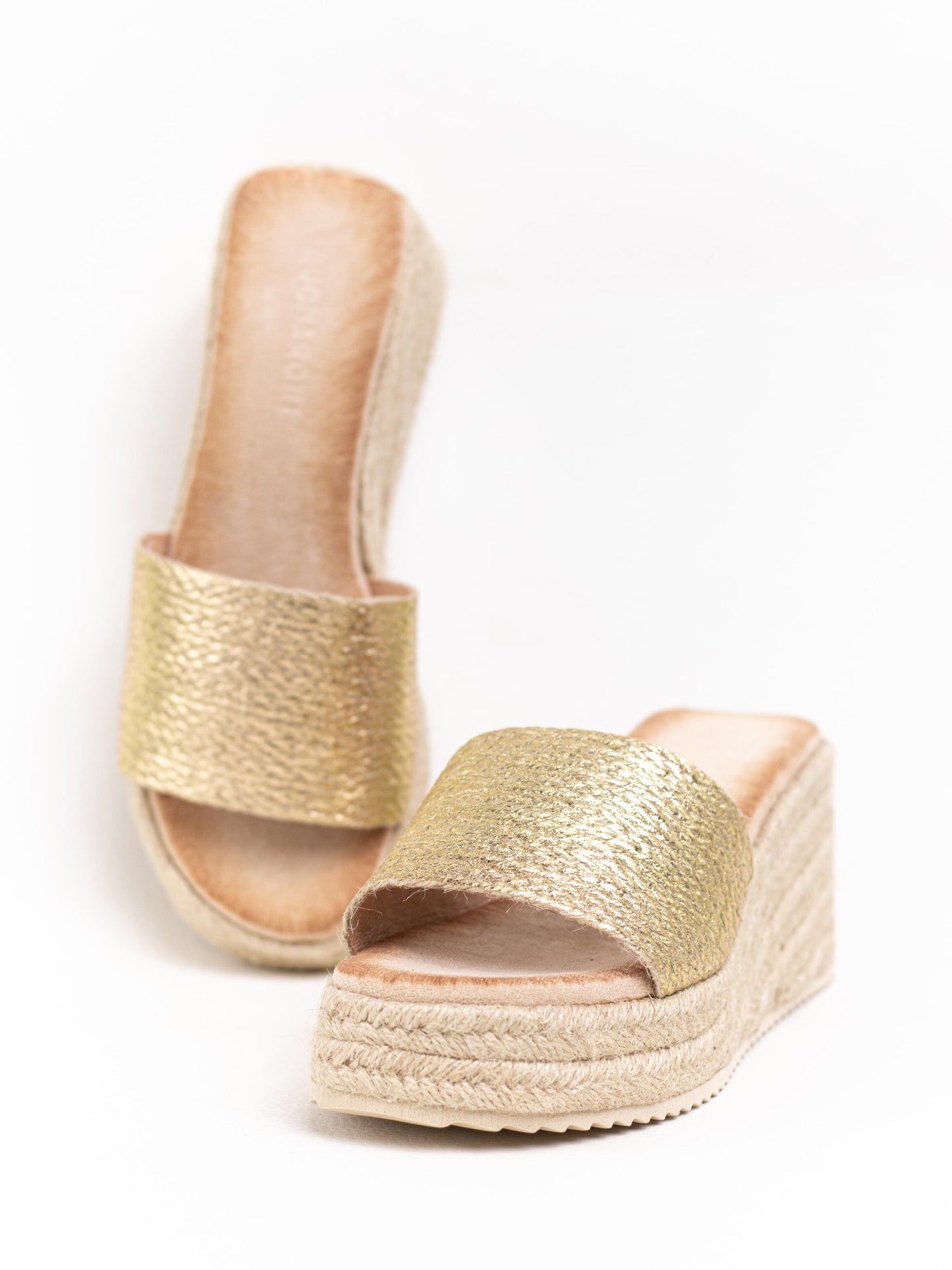 sandalias cunas plataforma yute Dorado 39