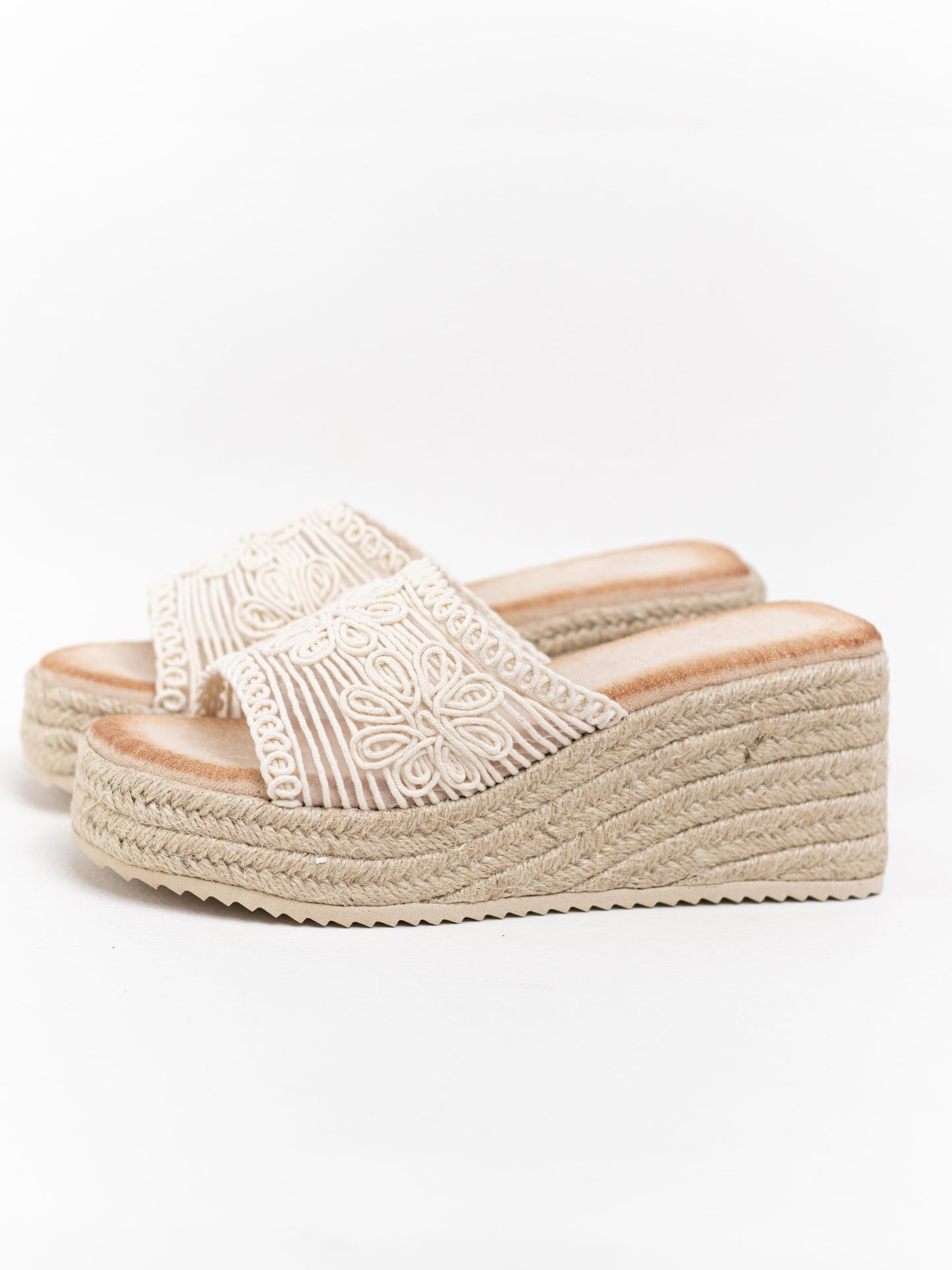 sandalias cunas plataforma yute diseno crochet Beige 38