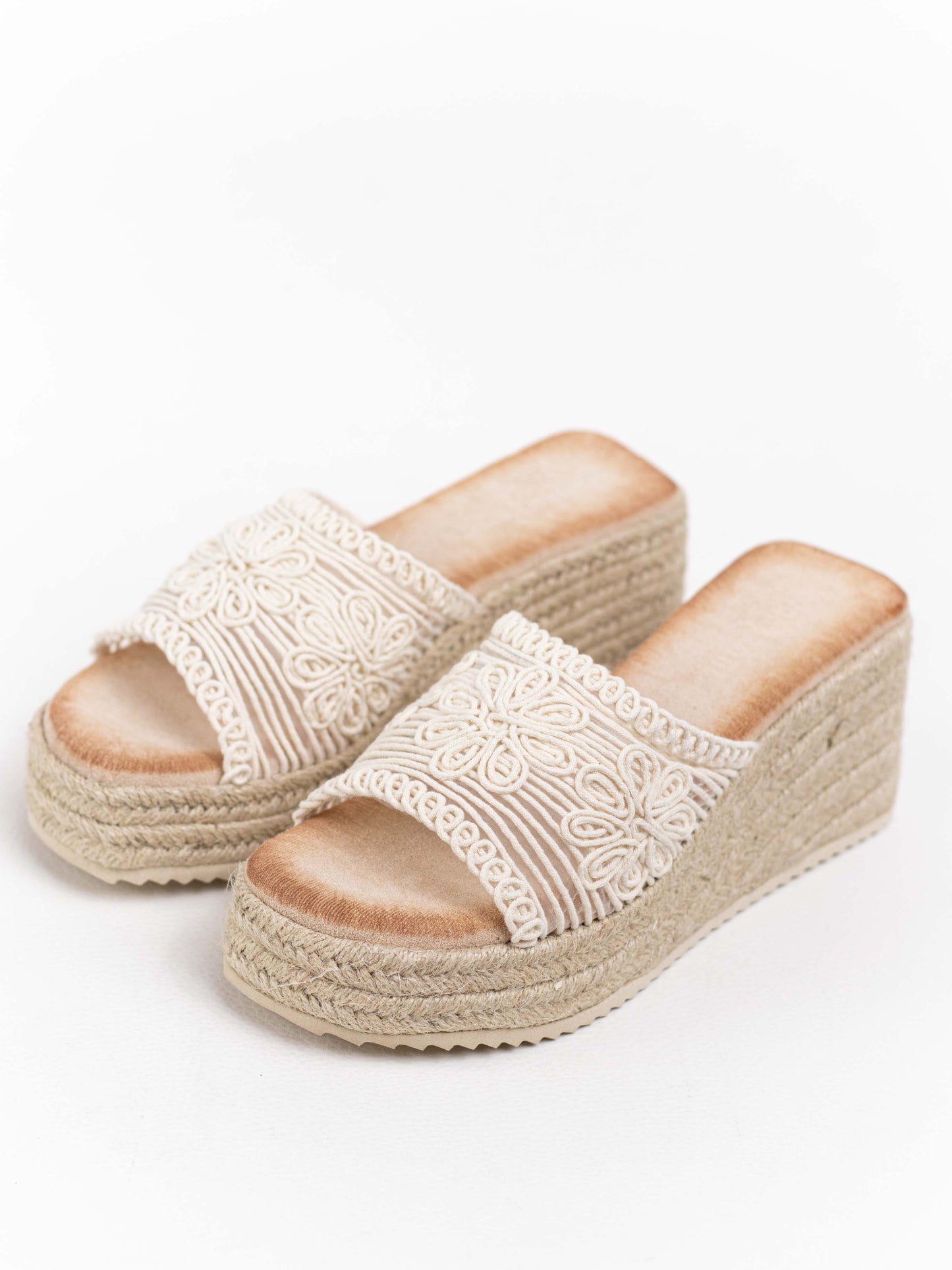 sandalias cunas plataforma yute diseno crochet Beige 41