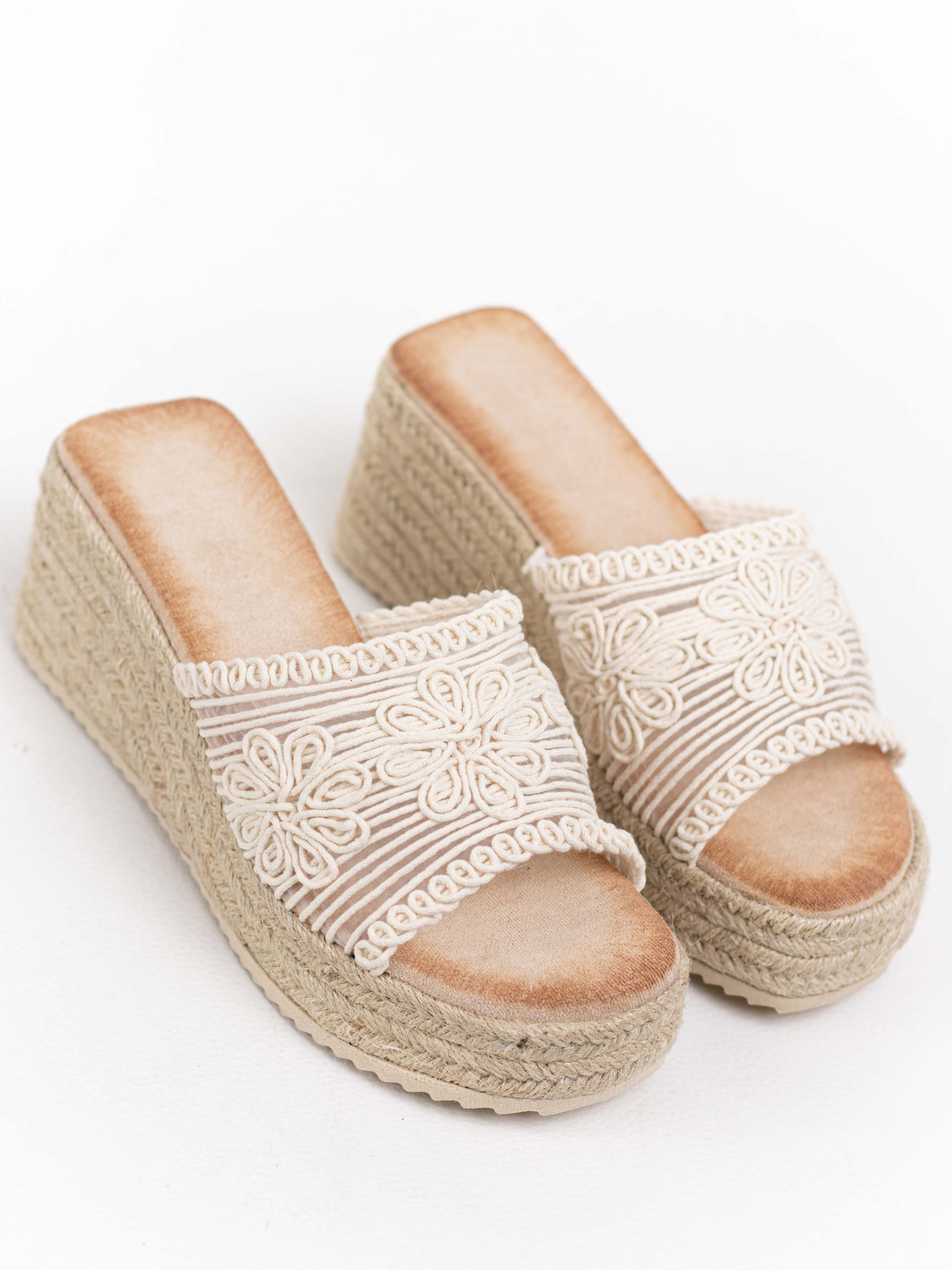 sandalias cunas plataforma yute diseno crochet Beige 40