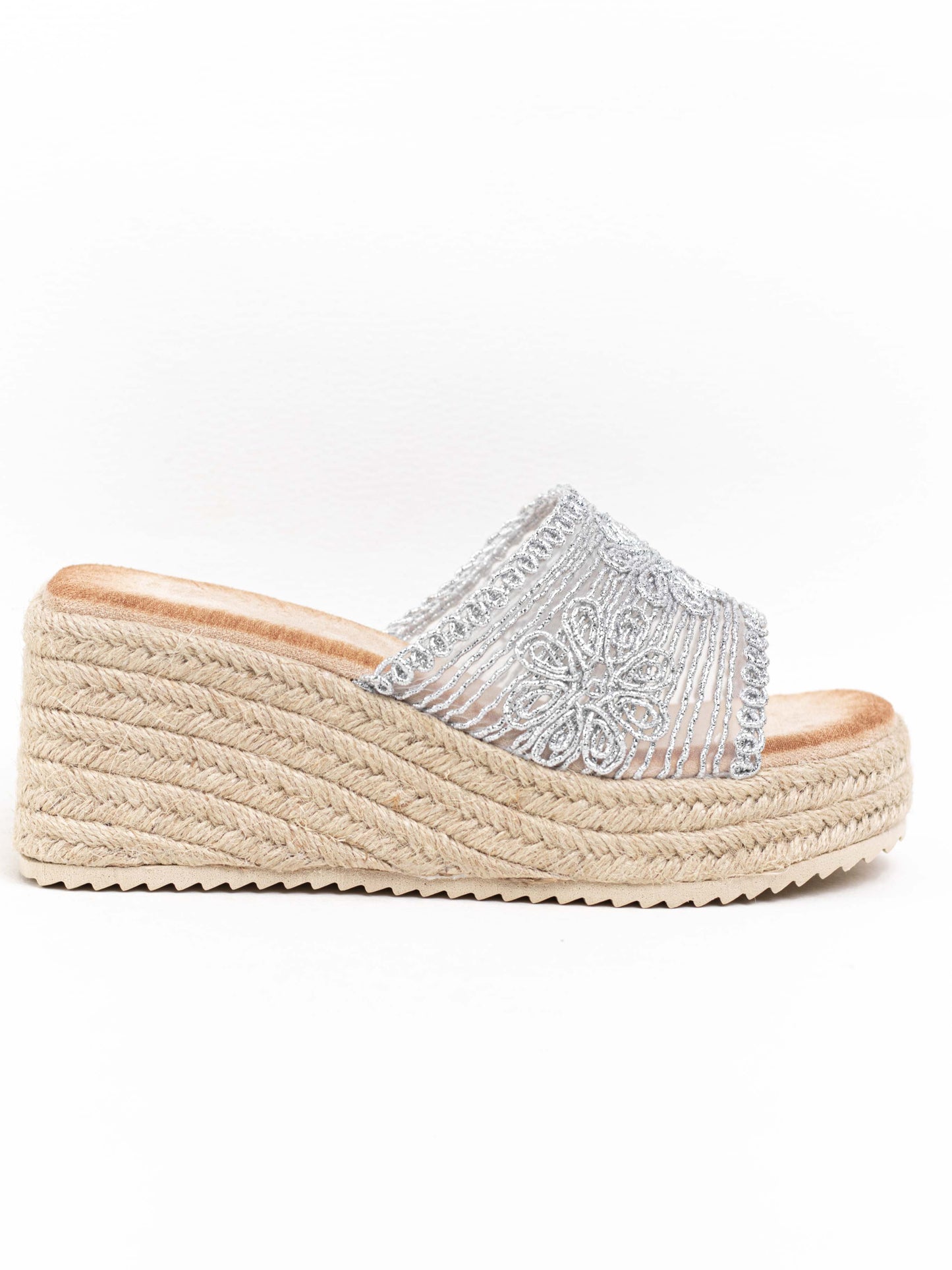 sandalias cunas plataforma yute diseno crochet Beige 36