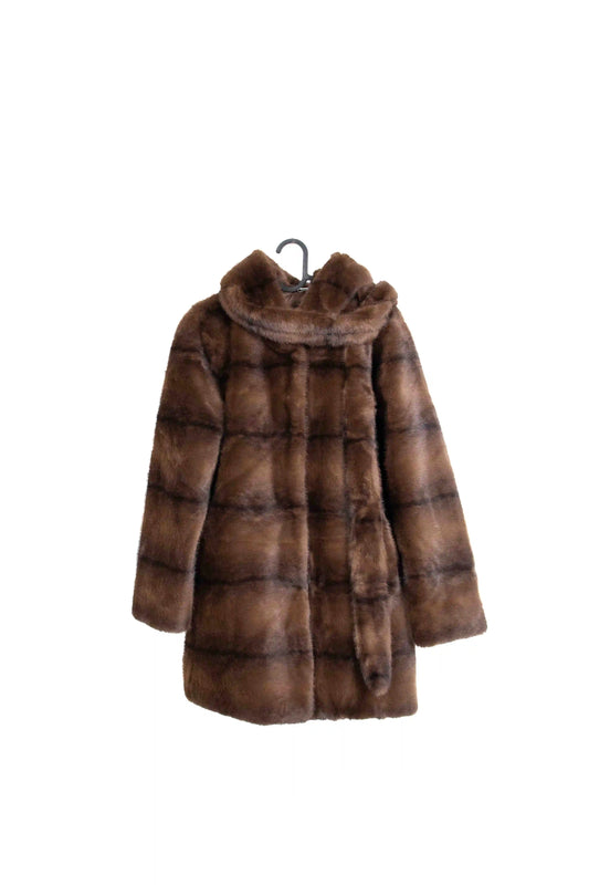 Abrigo de pelo sintético con cinturón y diseño elegante para invierno