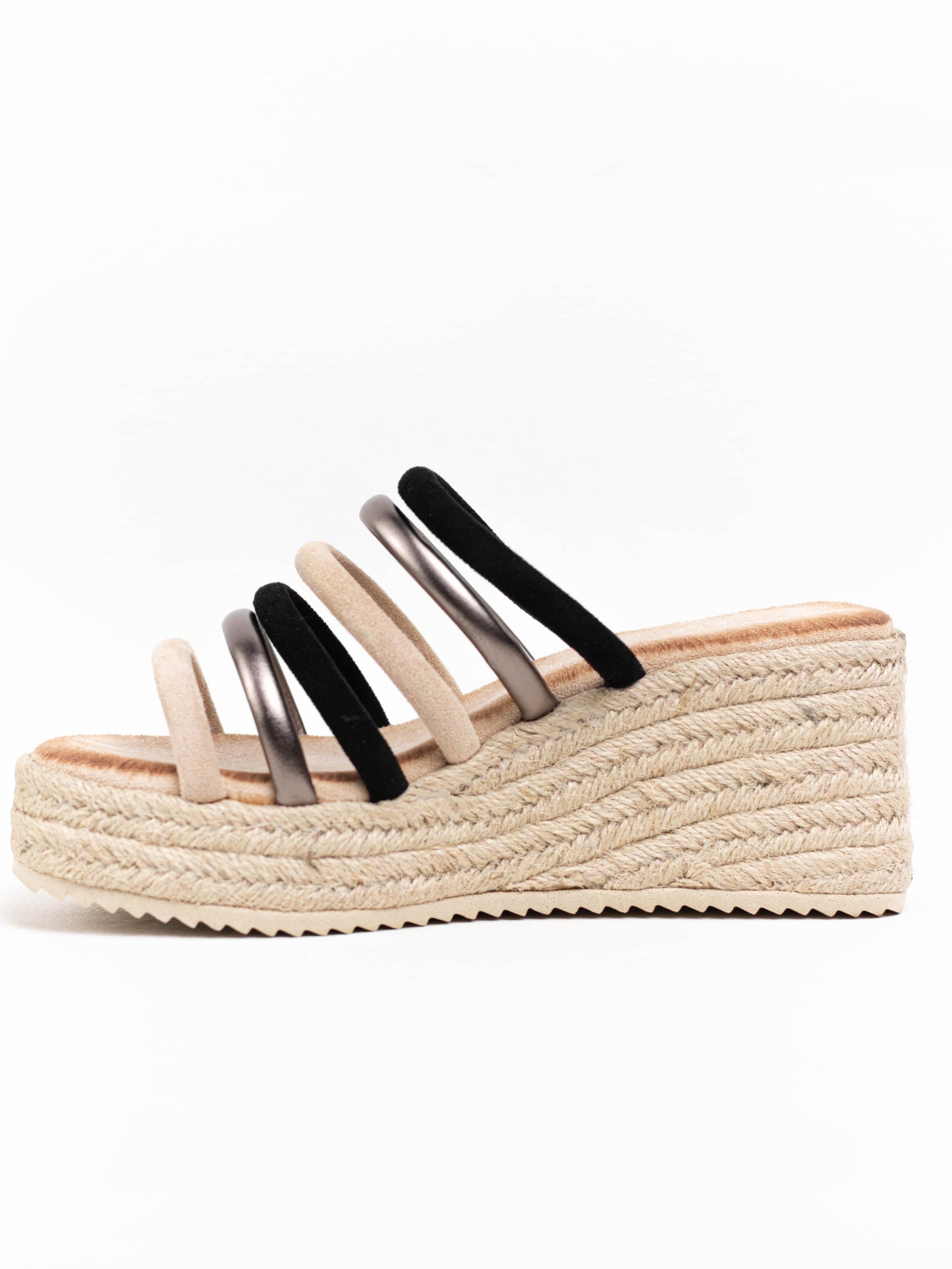 sandalias cunas plataforma yute con tiras multicolor Camel 36