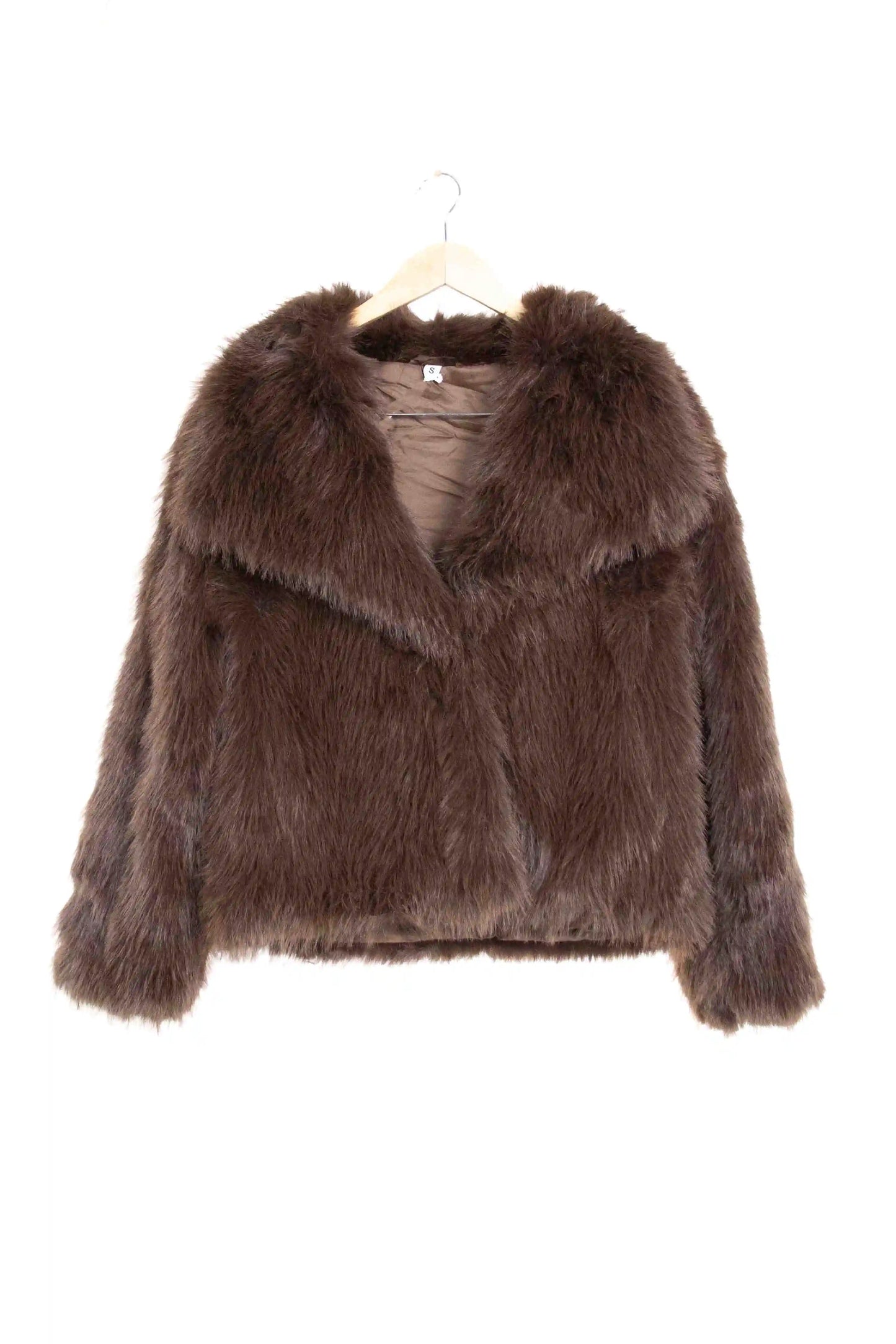 Chaqueta de pelo sintético con corte recto y estilo elegante