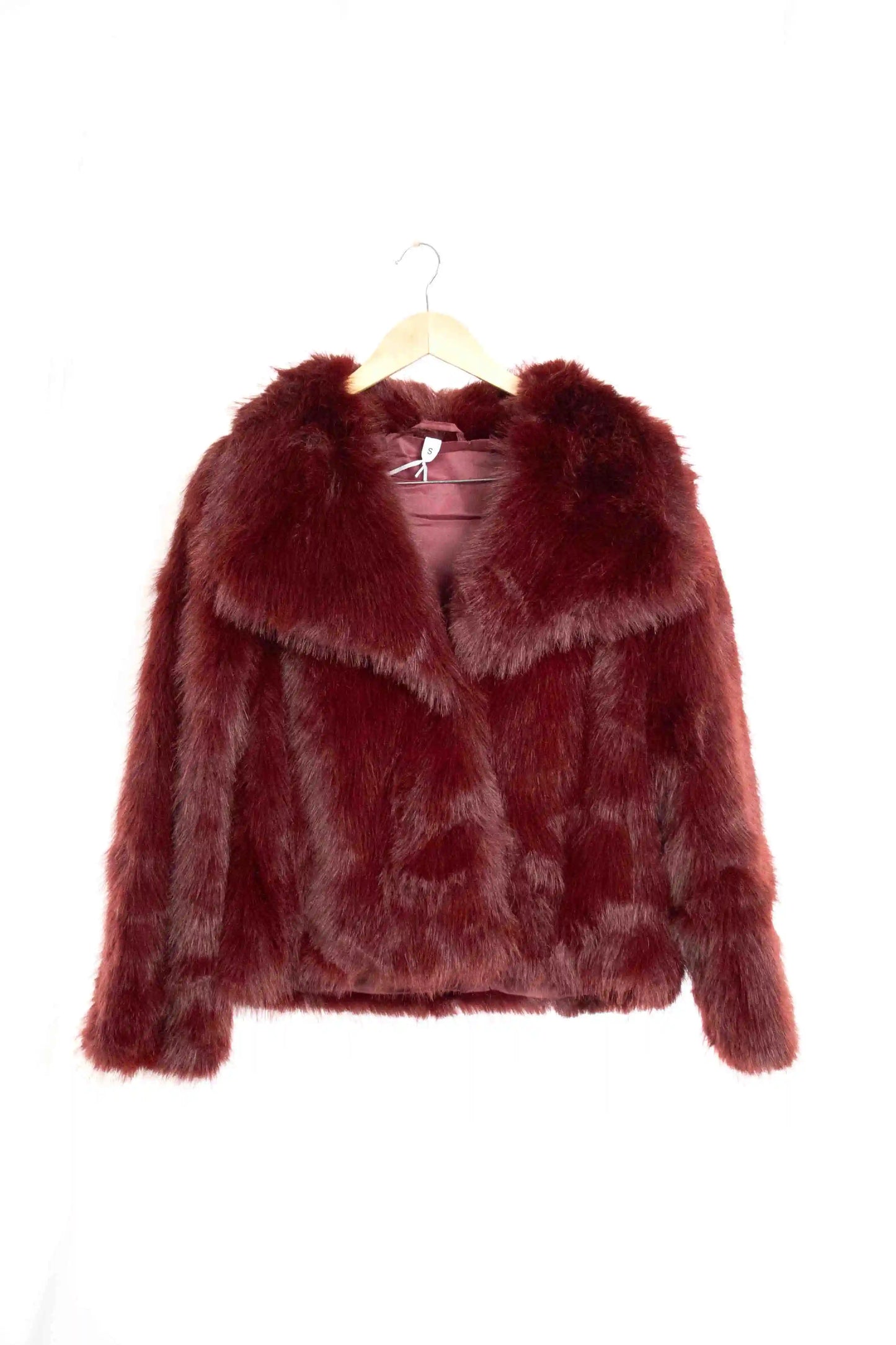 Chaqueta de pelo sintético con corte recto y estilo elegante