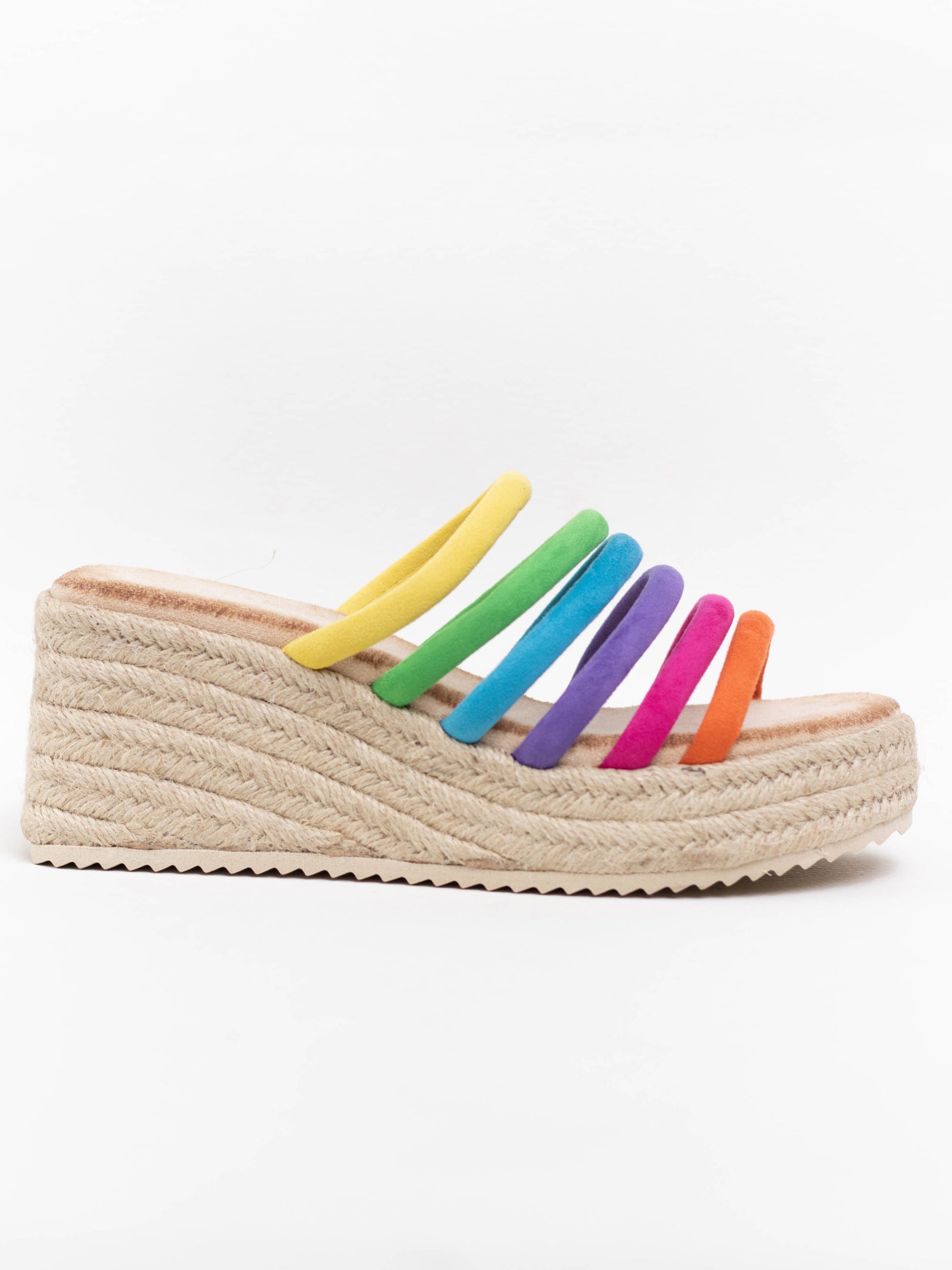 sandalias cunas plataforma yute con tiras multicolor Orange 40