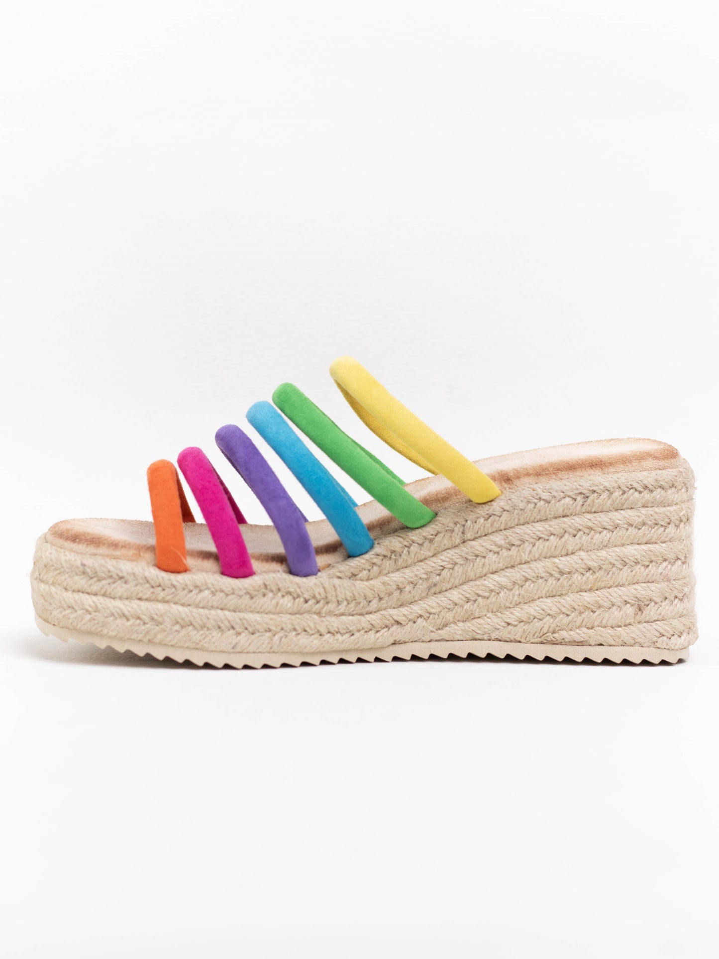 sandalias cunas plataforma yute con tiras multicolor Orange 41