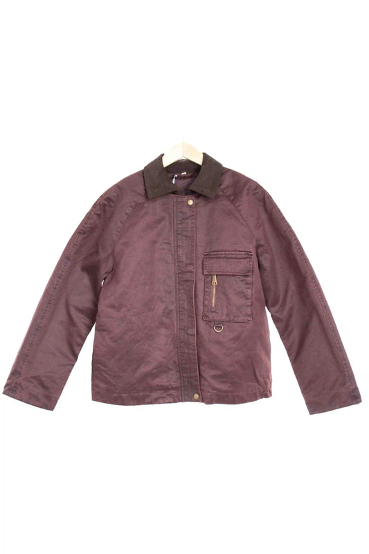 Chaqueta de algodón encerado con cuello de pana bolsillo frontal con cremallera