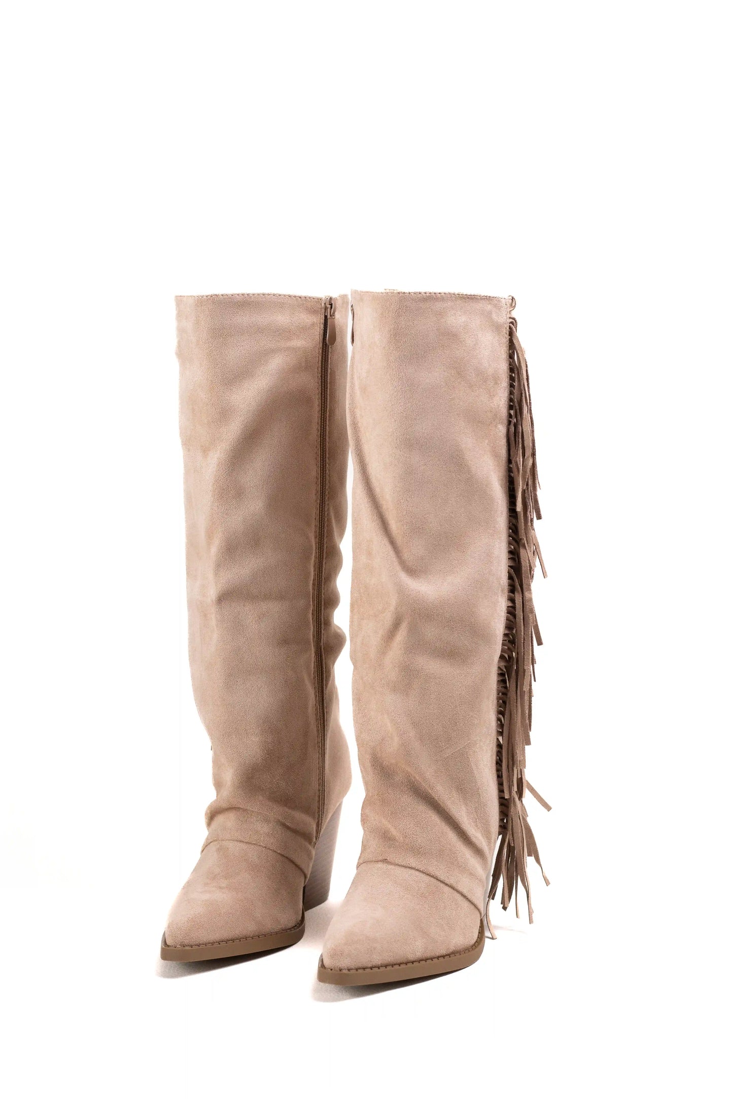 Botas cowboy altas mujer con tacón medio y detalle de flecos