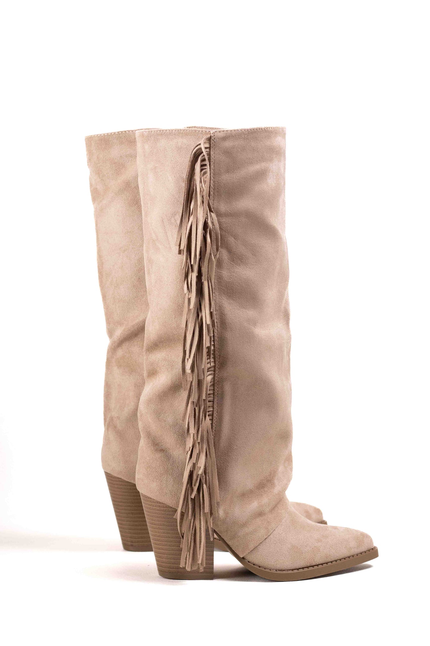 botas cowboy altas mujer con tacon medio y detalle de flecos 39 