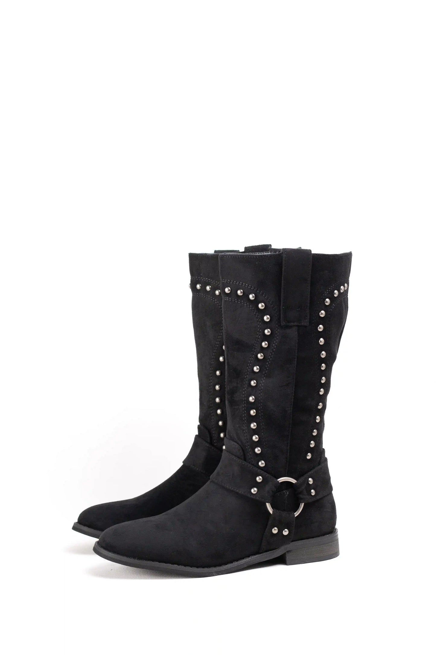 Botas camperas con tachuelas y hebilla estilo cowboy western