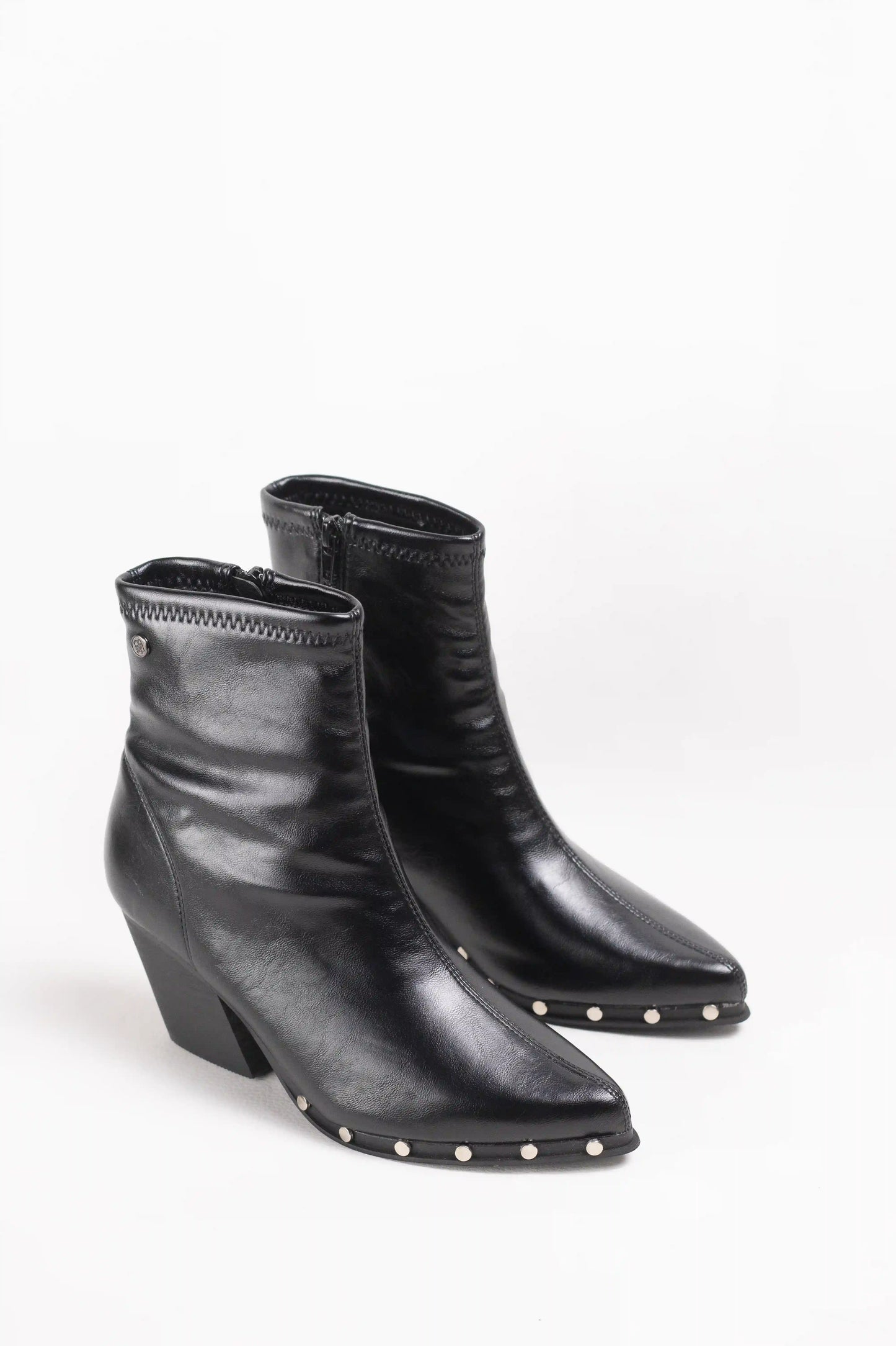 botines cowboy mujer con tacon medio y tachuelas metalicas en piel sintetica Negro 38