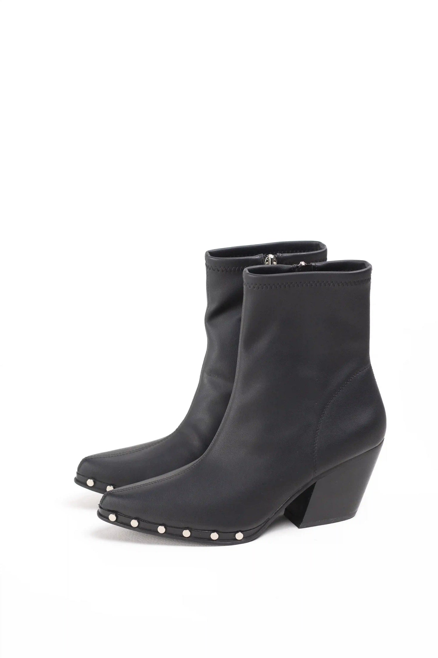 botines cowboy mujer con tacon medio y tachuelas metalicas en piel sintetica Negro 41