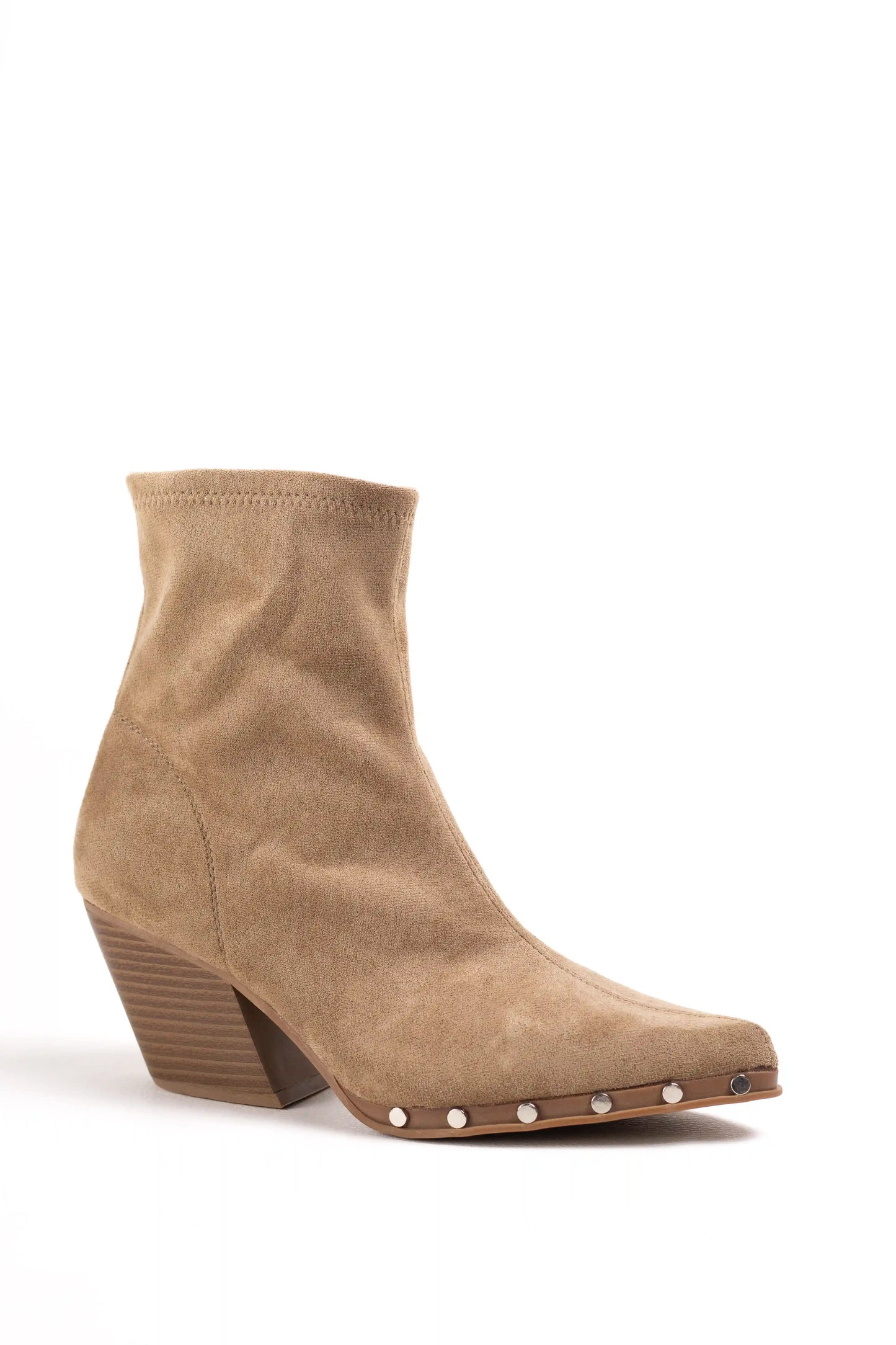 botines cowboy mujer con tacon medio y tachuelas metalicas en piel sintetica Khaki 36