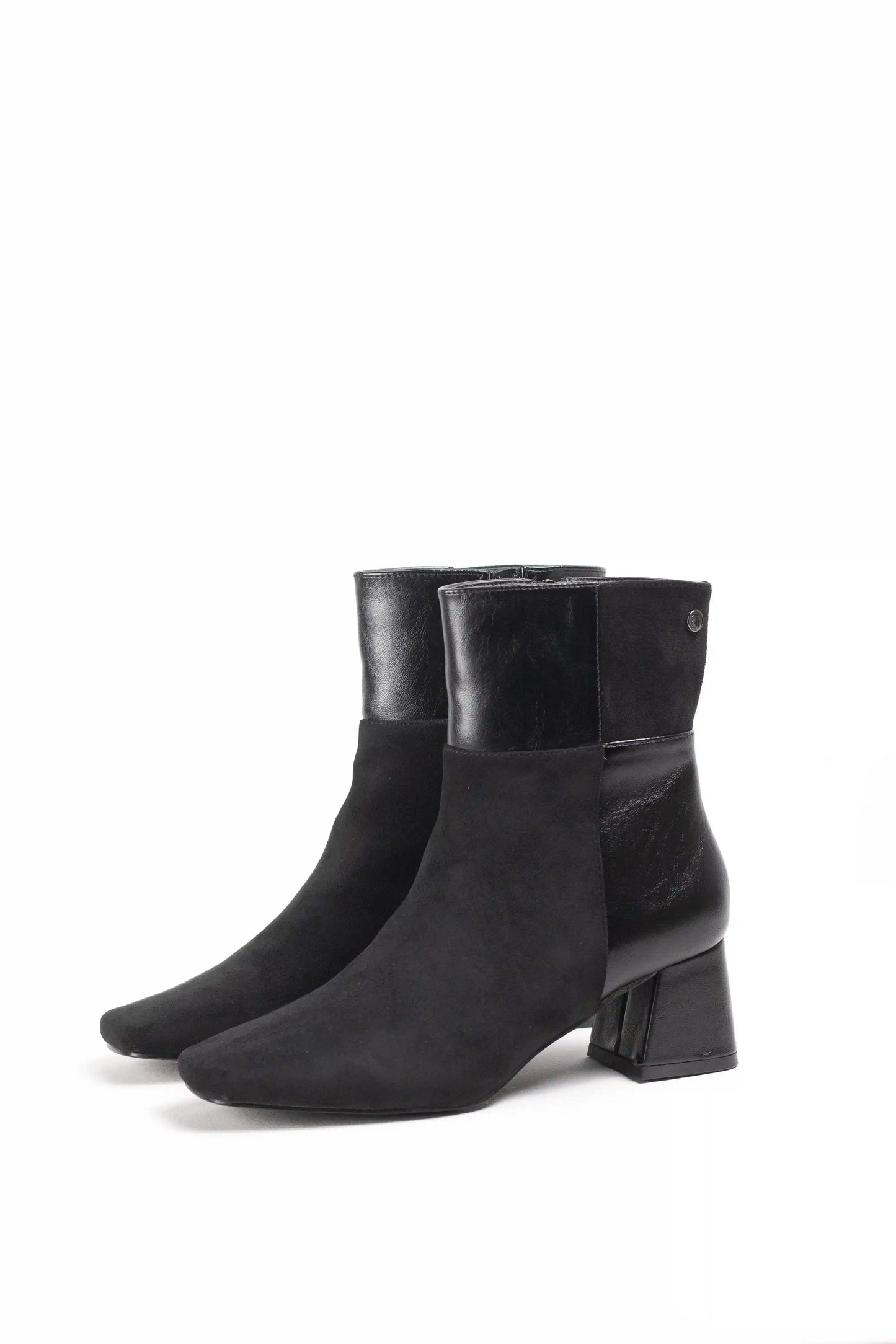 Botines combinados de tacón medio mujer