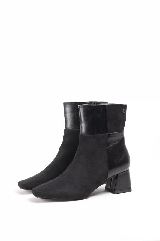 Botines combinados de tacón medio mujer