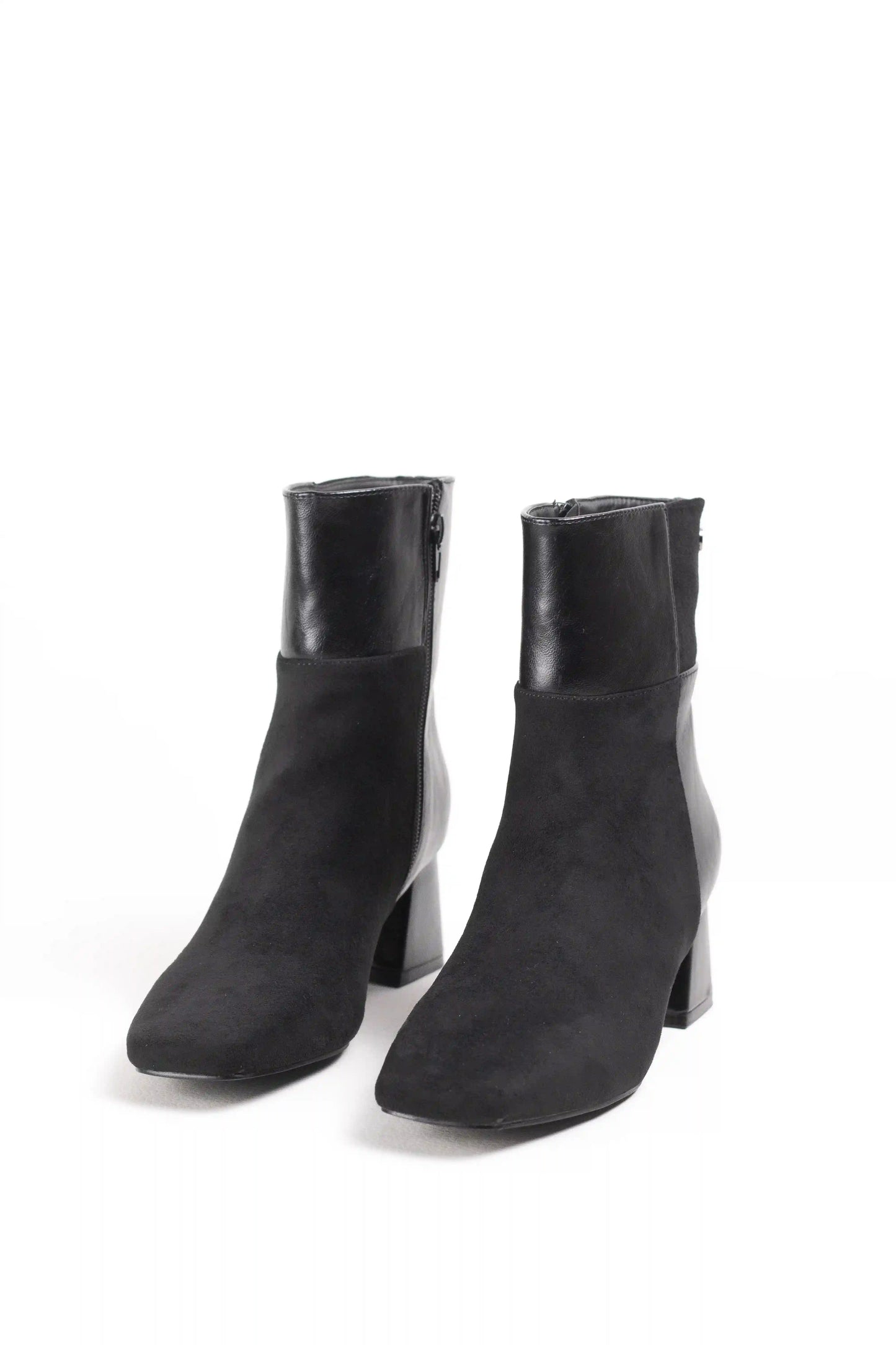 Botines combinados de tacón medio mujer