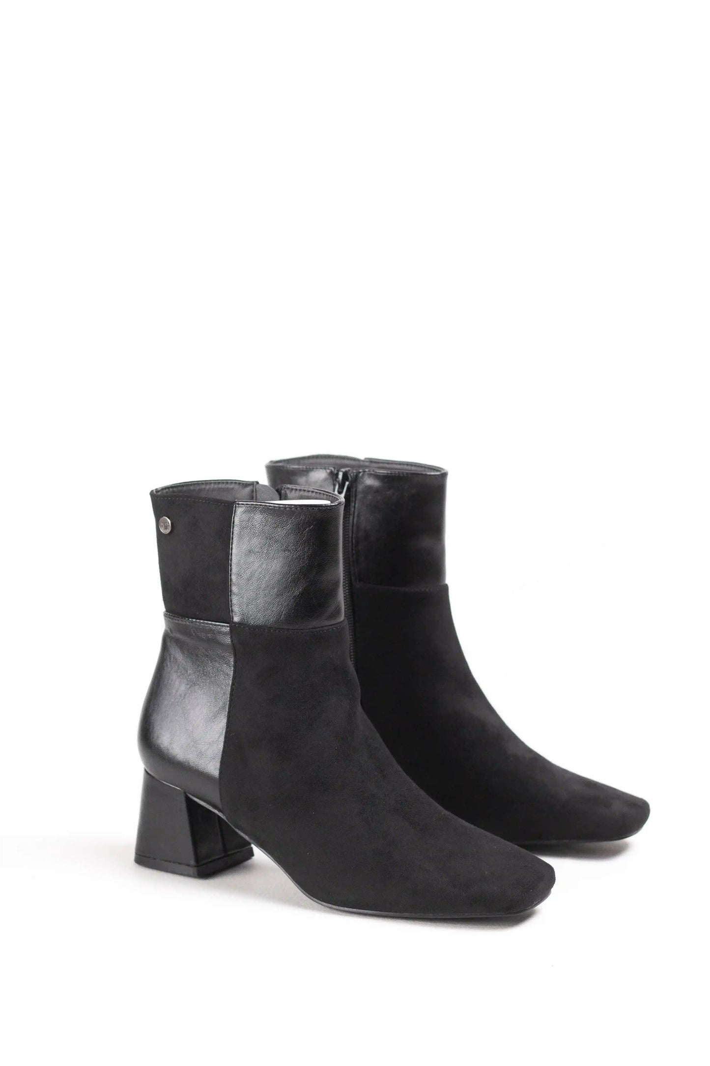 Botines combinados de tacón medio mujer