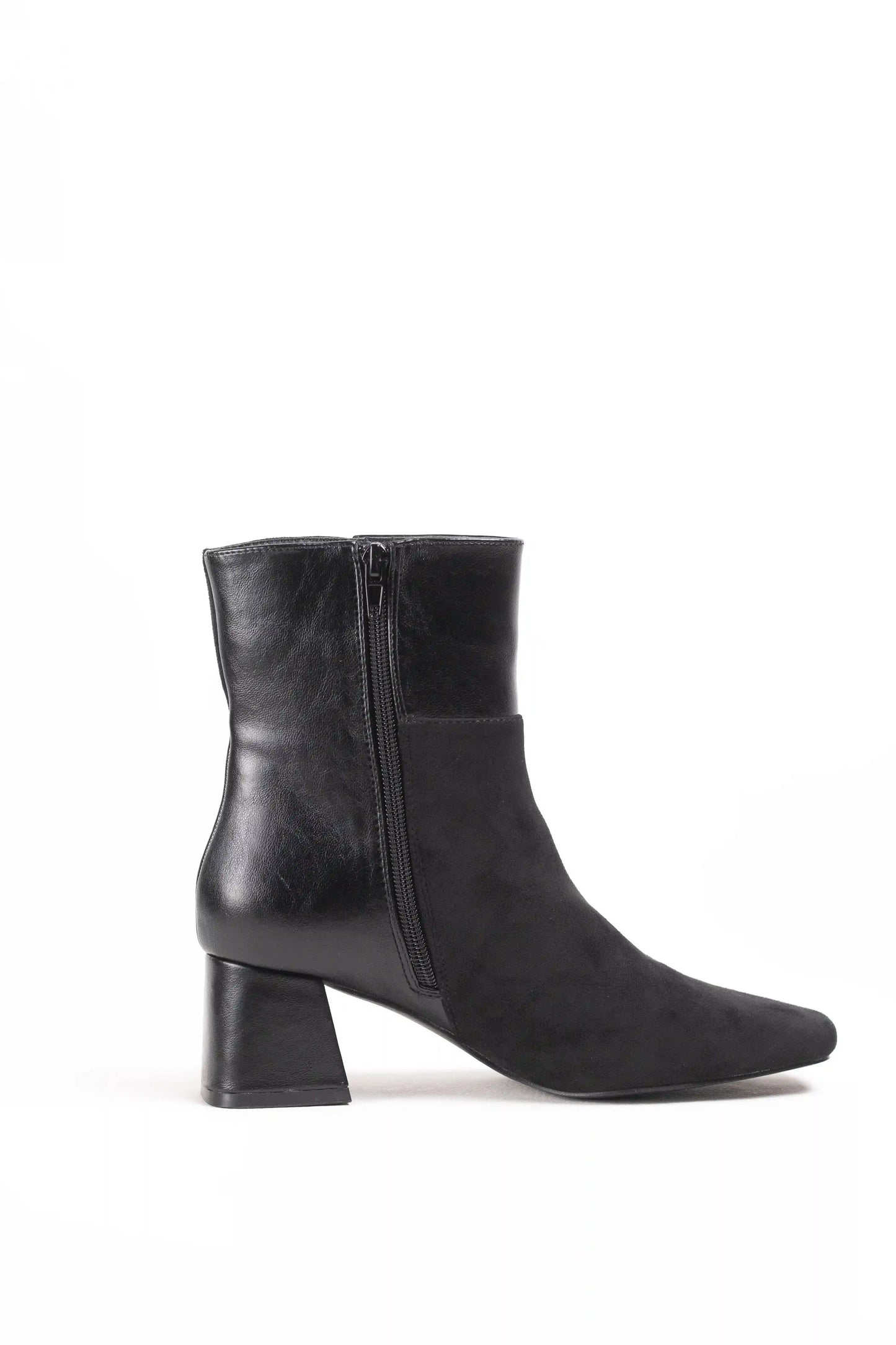 Botines combinados de tacón medio mujer