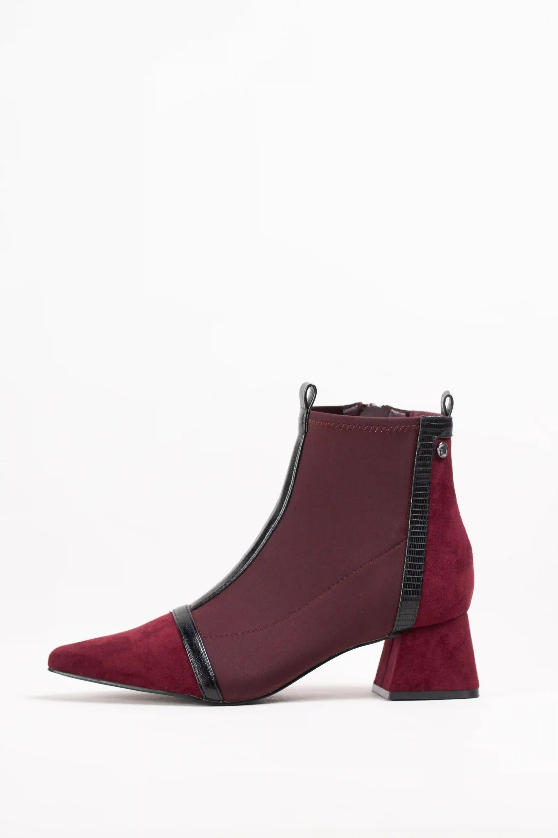 botines cominados en tejido elastico efecto calcetin mujer tacon bajo punta fina Beige 39