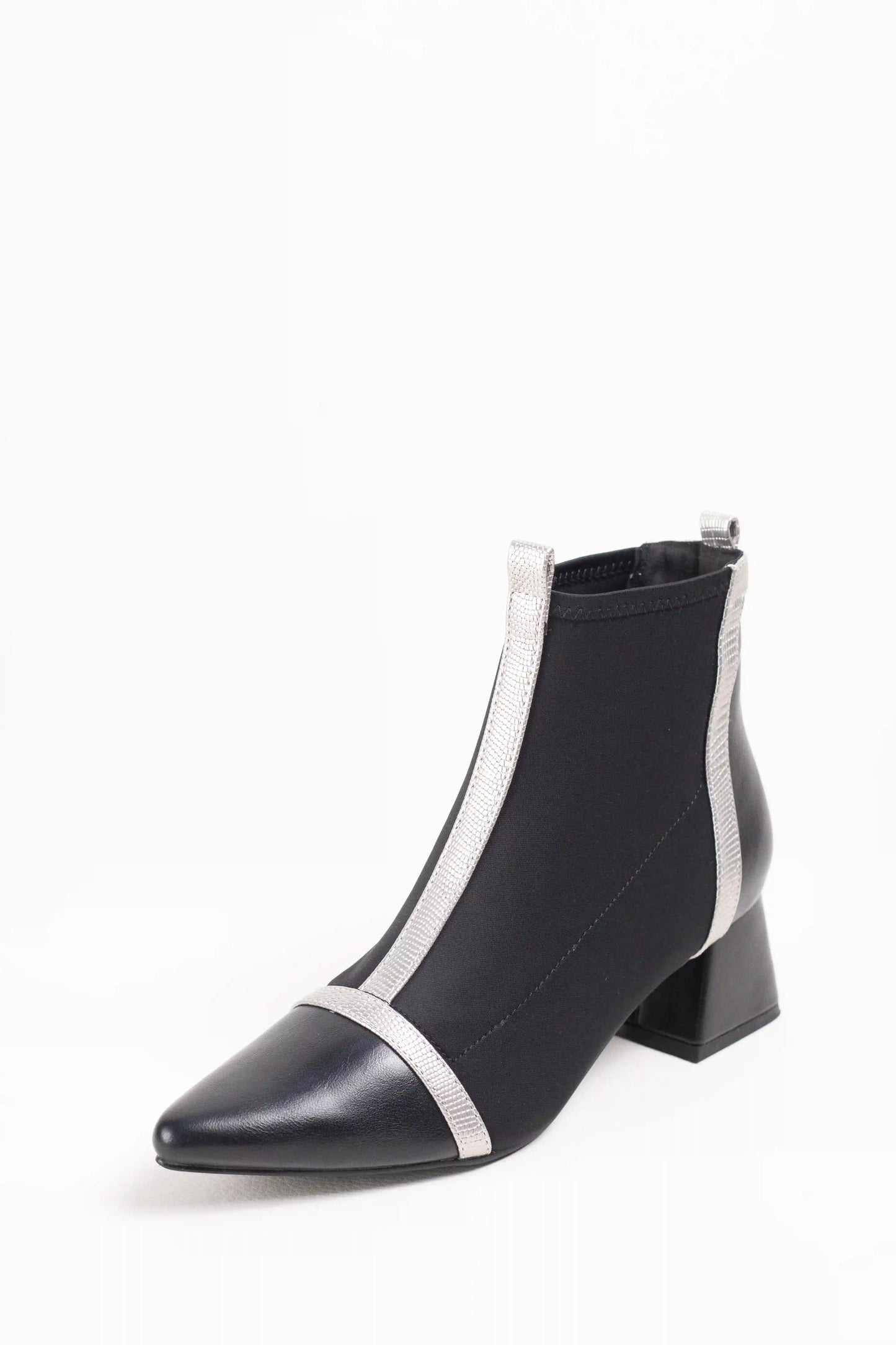 botines cominados en tejido elastico efecto calcetin mujer tacon bajo punta fina Wine 39