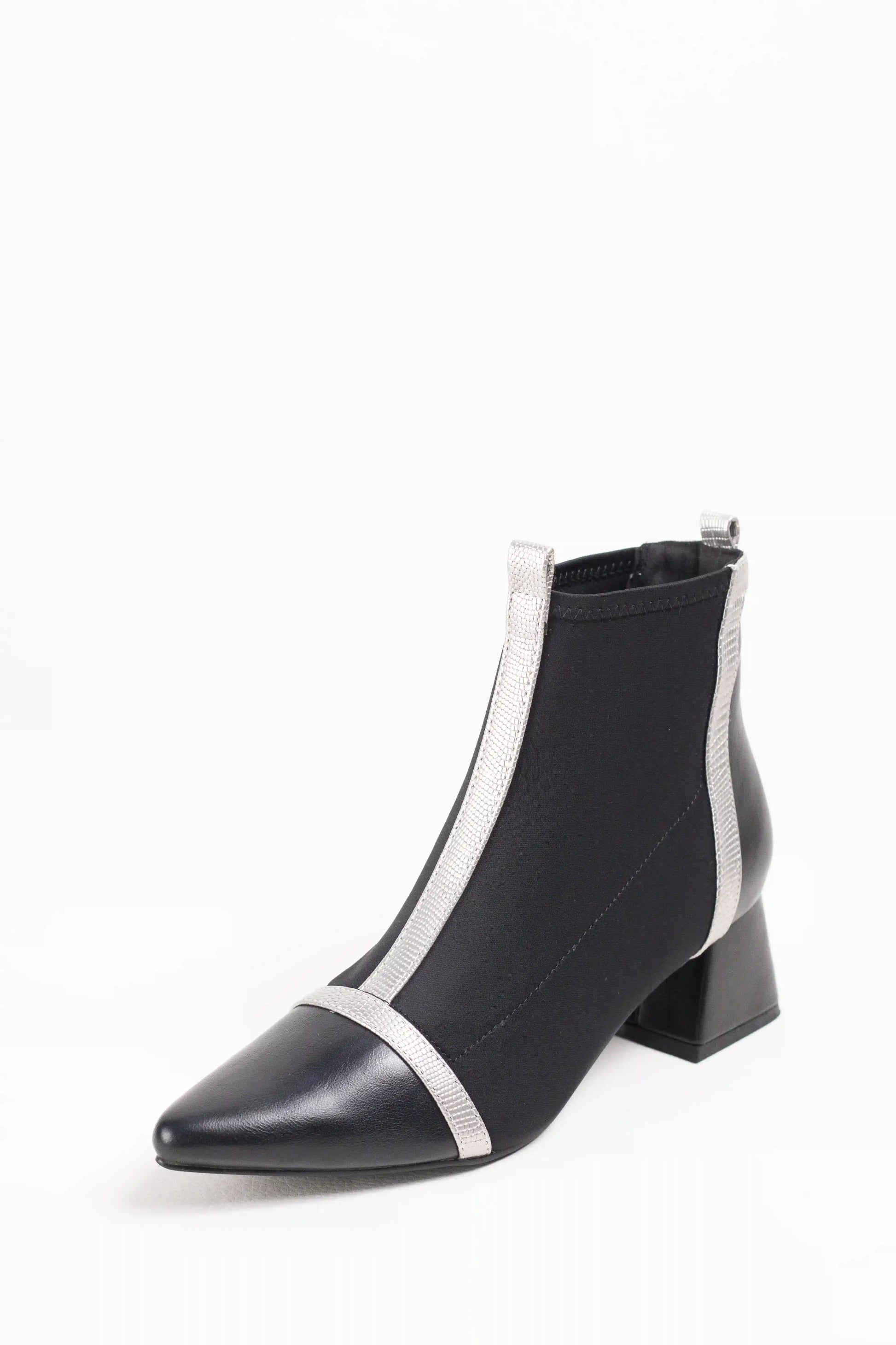 botines cominados en tejido elastico efecto calcetin mujer tacon bajo punta fina Wine 39