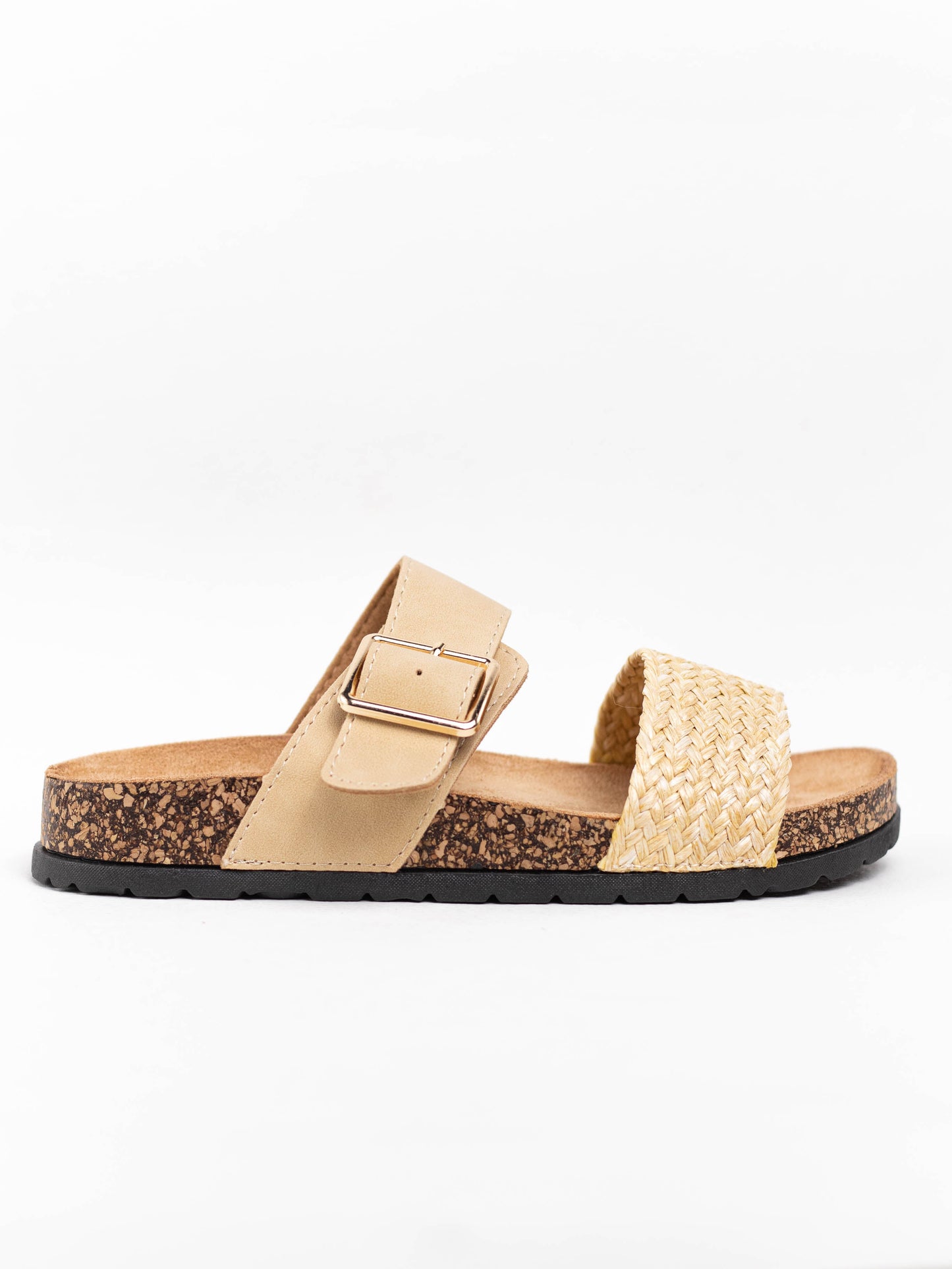 sandalias doble hebilla suela corcho Beige 39