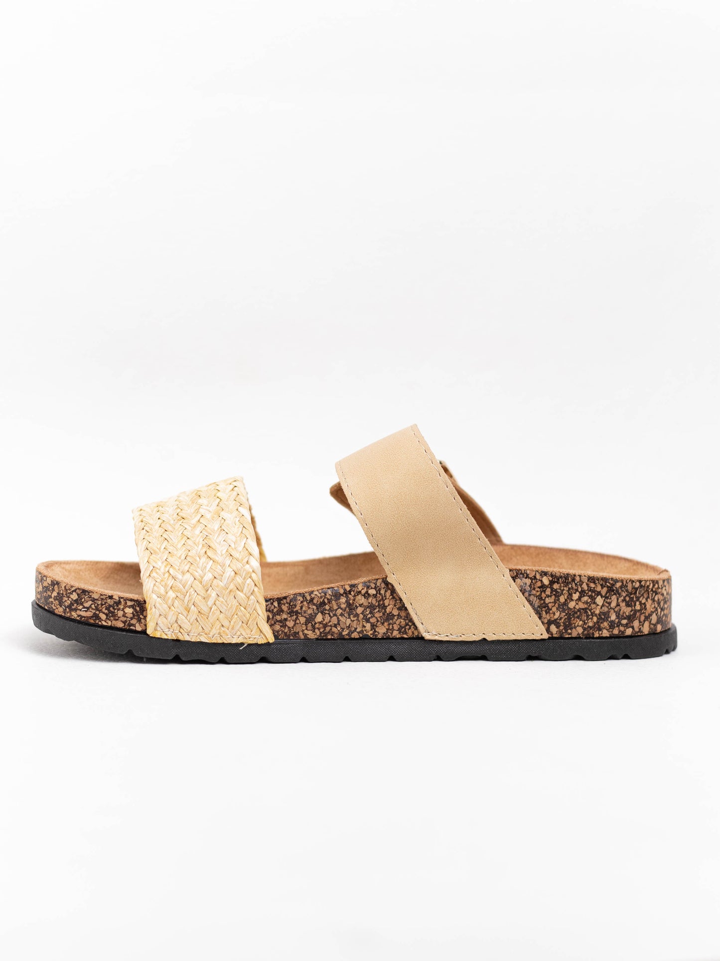 sandalias doble hebilla suela corcho Beige 40