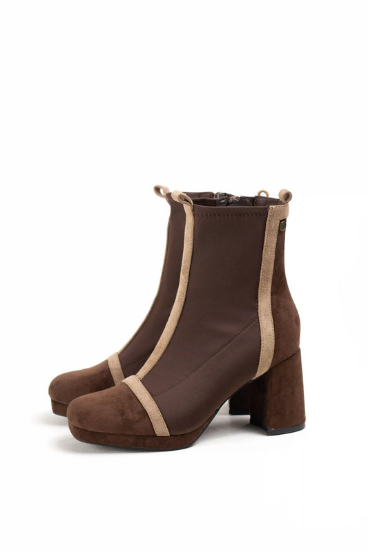 Botines de tacón ancho con plataforma mujer