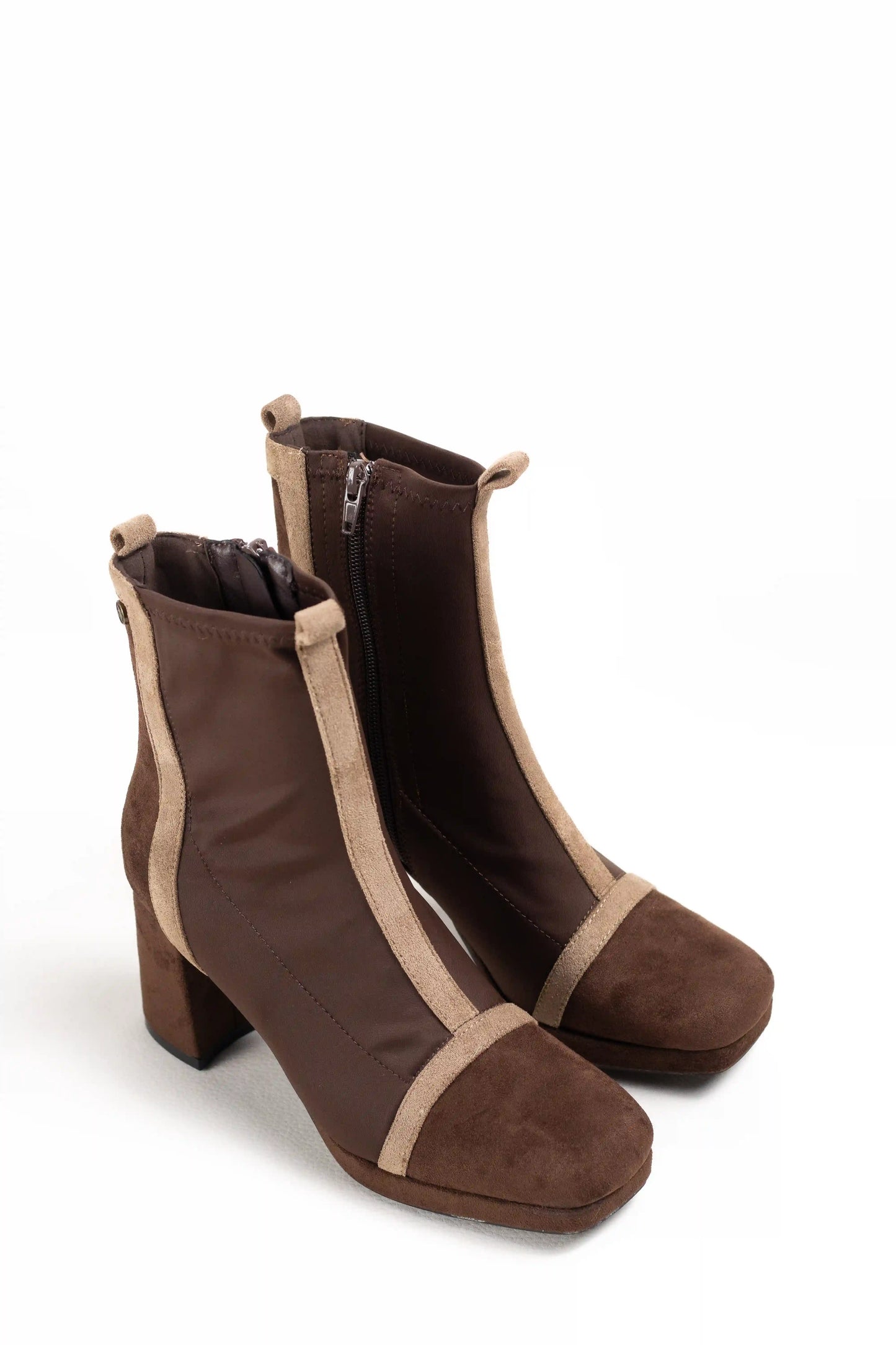 botines de tacon ancho con plataforma mujer Coffee 36