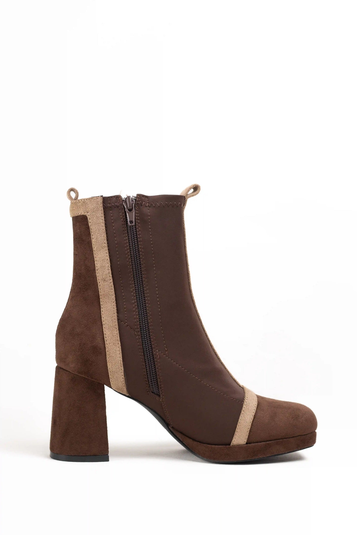 botines de tacon ancho con plataforma mujer Coffee 38