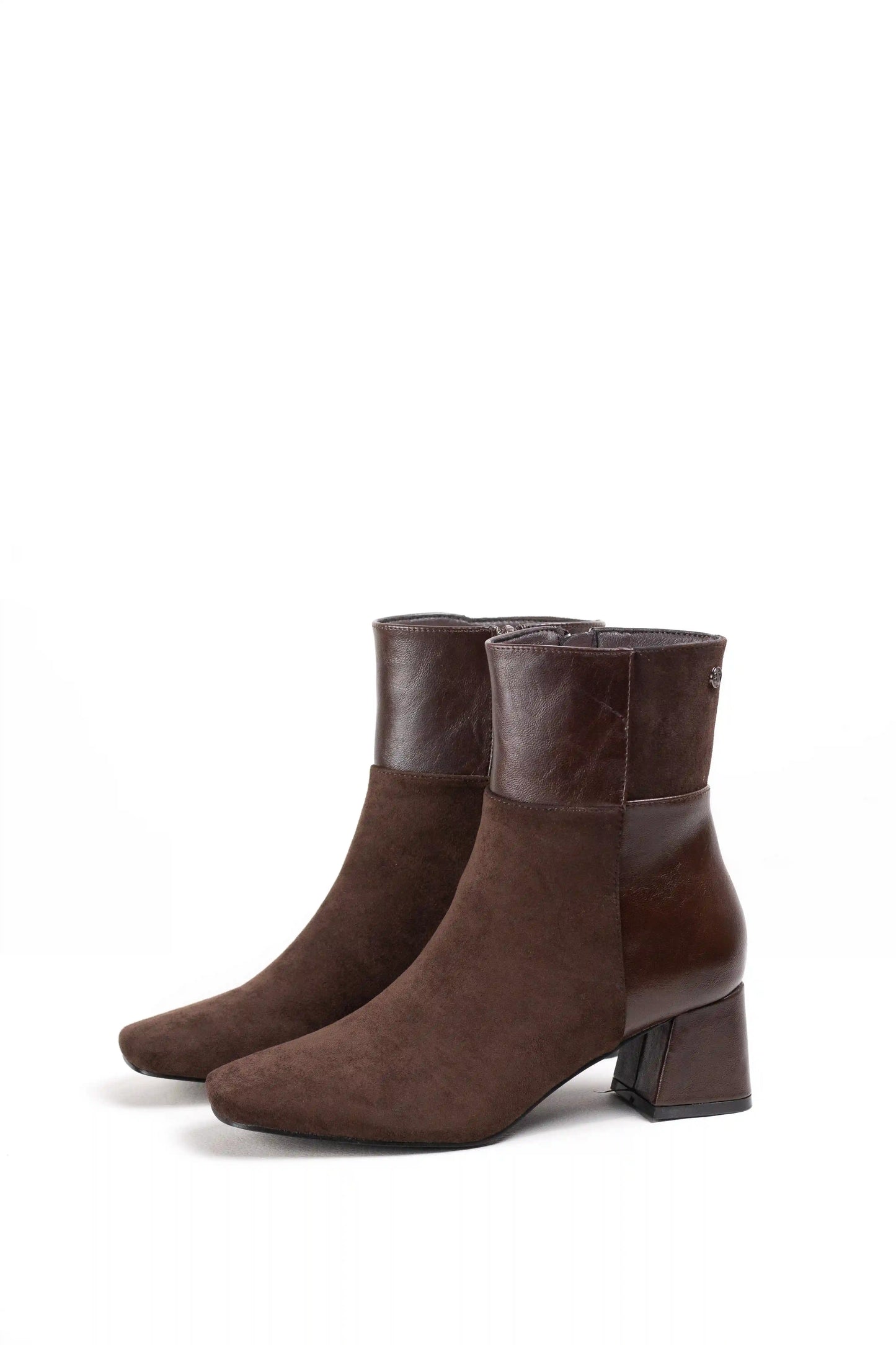 Botines combinados de tacón medio mujer