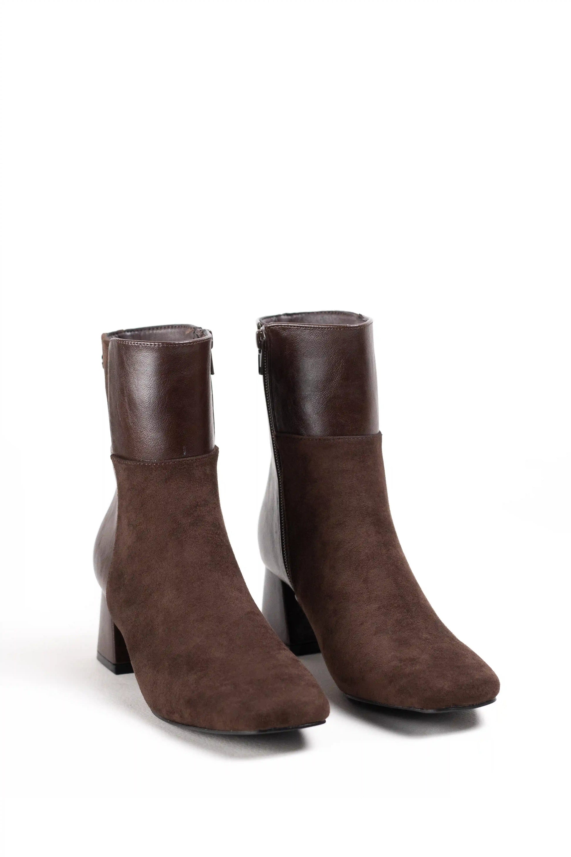 botines combinados de tacon medio mujer Coffee 41