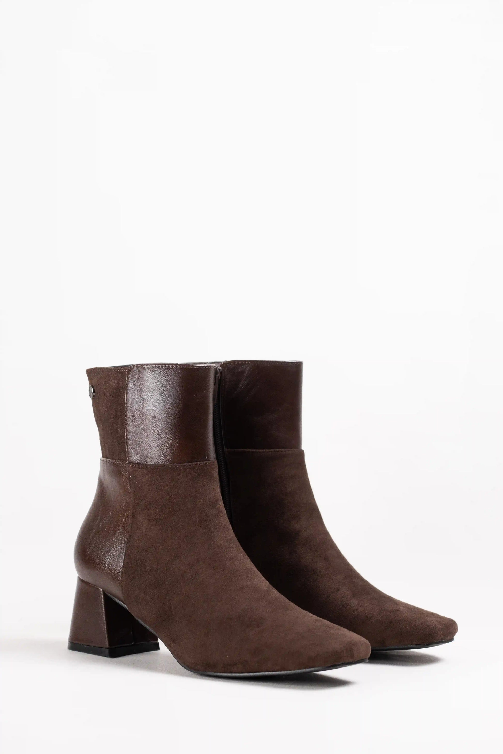 botines combinados de tacon medio mujer Coffee 38