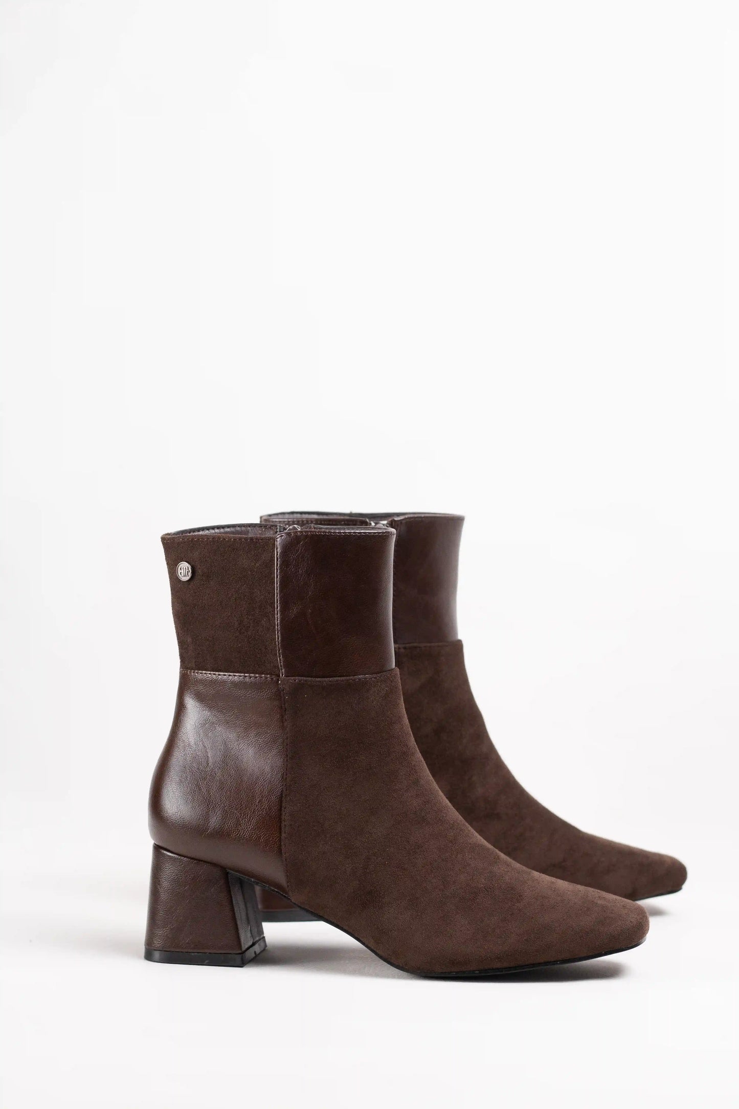 botines combinados de tacon medio mujer Coffee 39