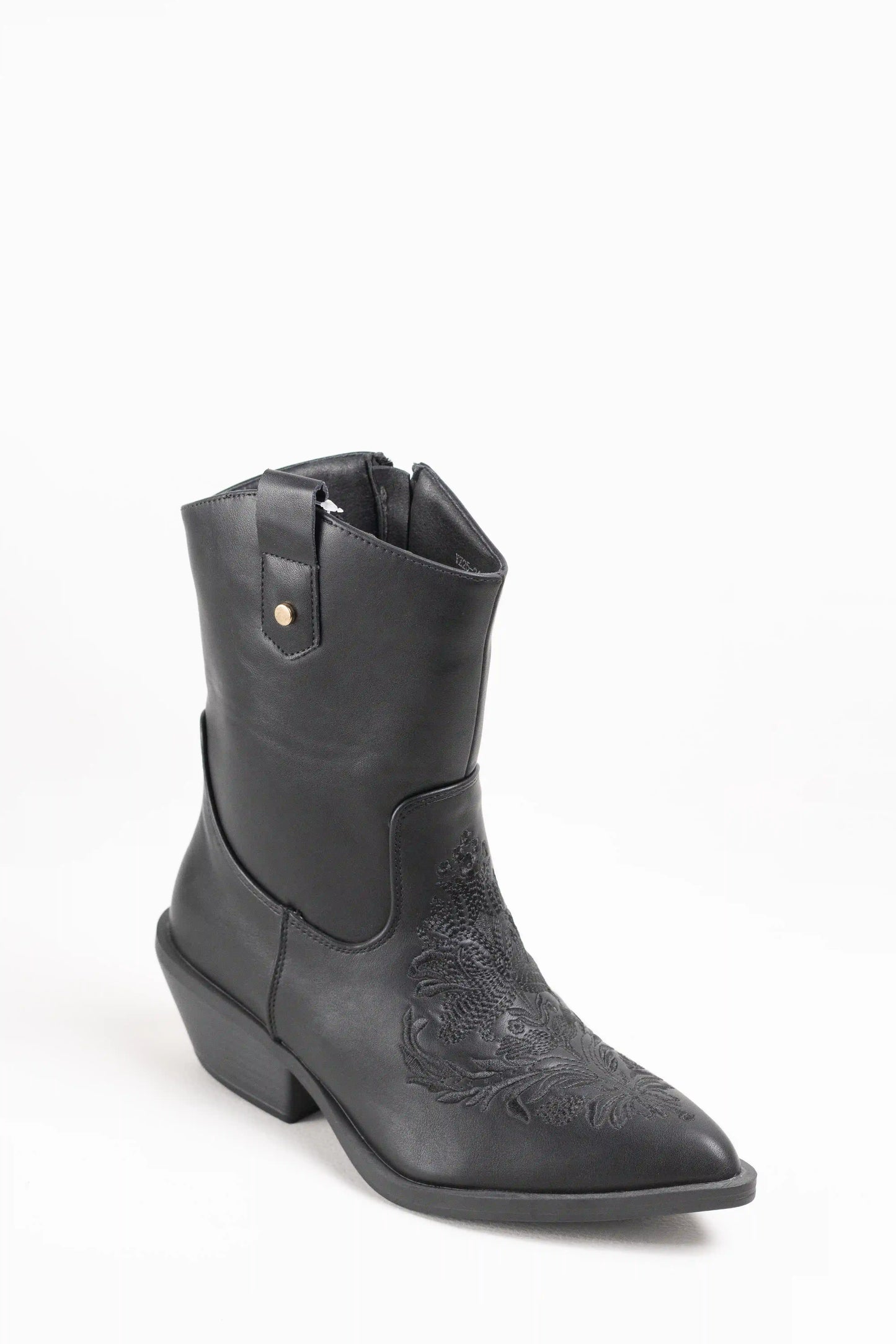 Botines cowboy mujer negras con bordado y tacón bajo