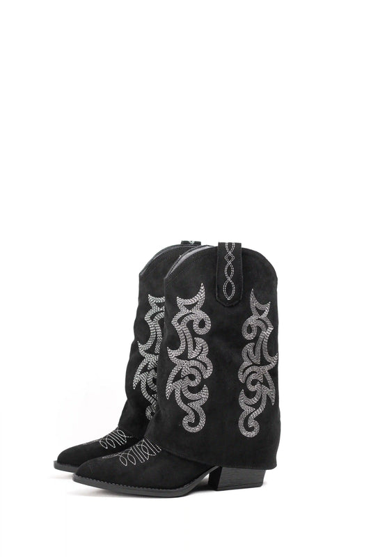 Botas cowboy estilo pantalón con bordados