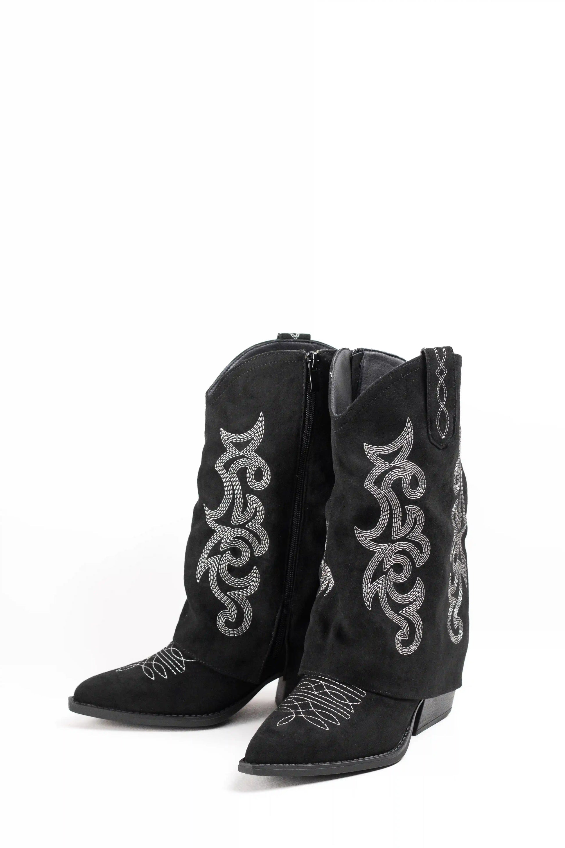 botas cowboy estilo pantalon con bordados Black 37